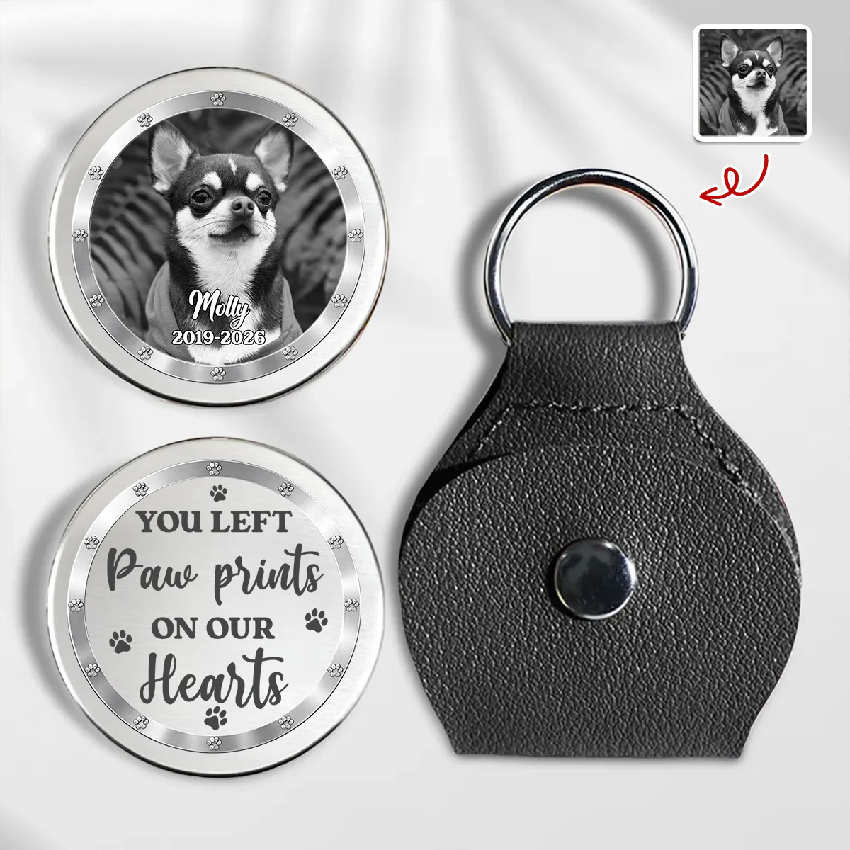 Custom Photo You Left Paw Prints On Our Hearts Memorial Pocket Hug TH10 169047 - Image 2