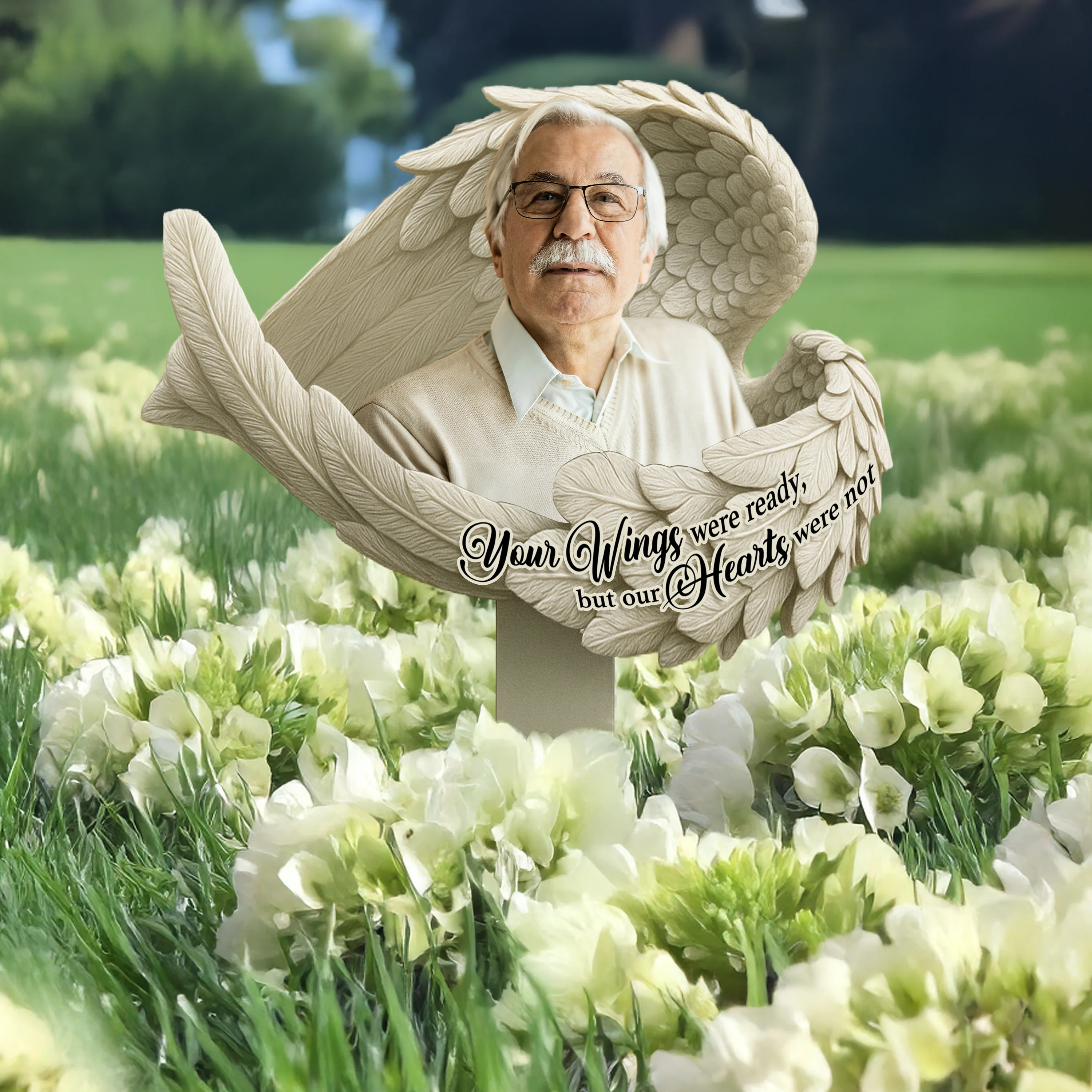 Custom Photo Your Wings Were Ready Memorial Garden Stake TH10 892843 - Image 3