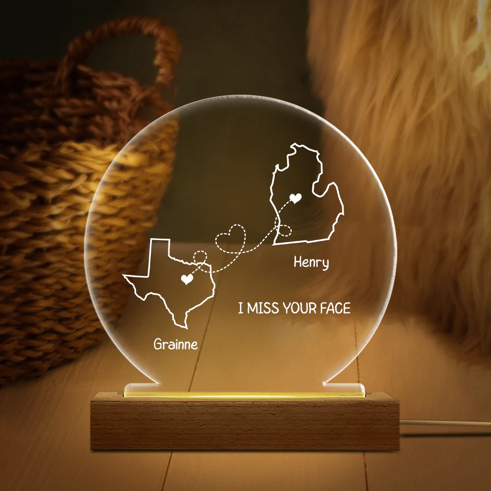Custom Two Map For Couple Valentine Acrylic Plaque LED Night Light TH10 892191