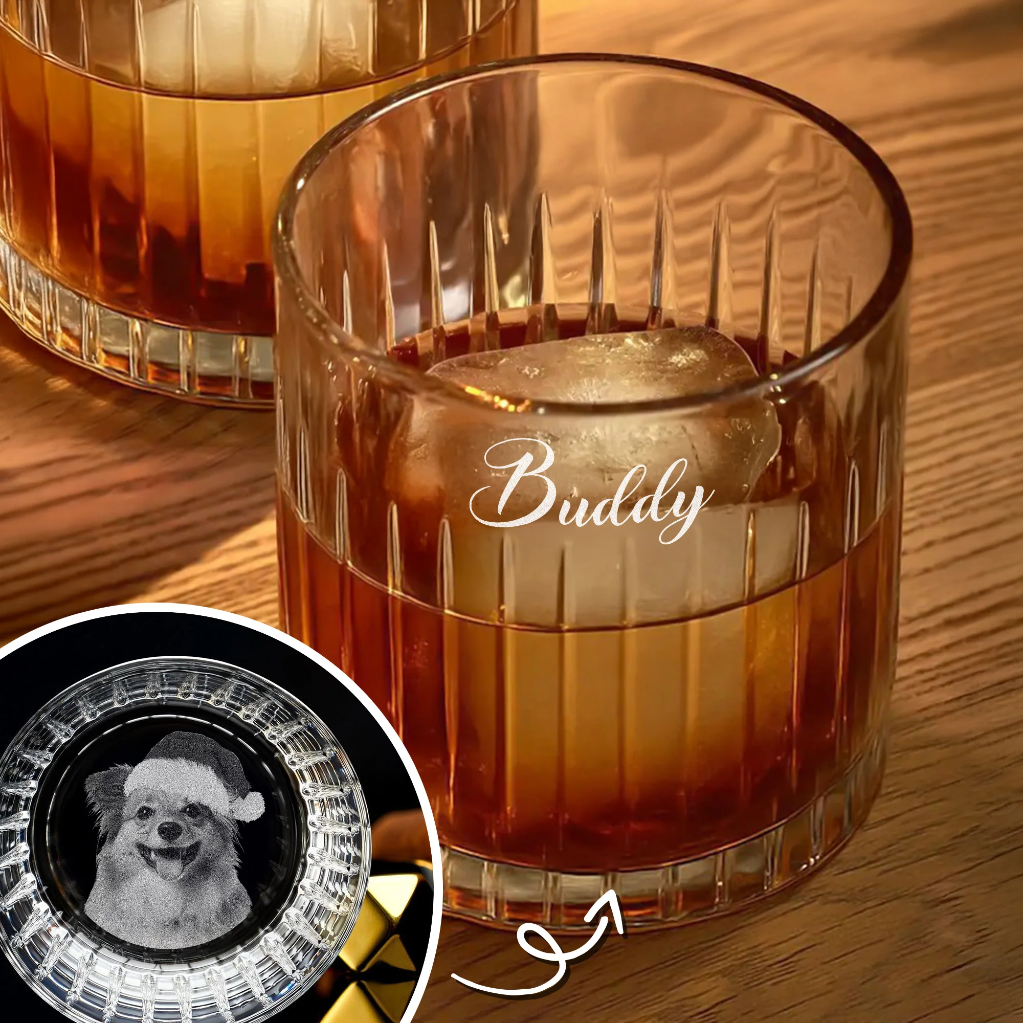 Custom Your Dog Photo And Name Engraved Vertical Line Whiskey Glass TH10 894515 - Image 4