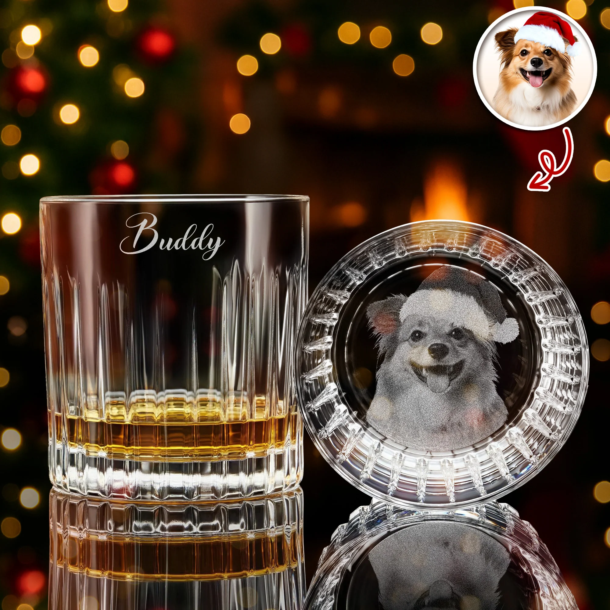 Custom Your Dog Photo And Name Engraved Vertical Line Whiskey Glass TH10 894515 - Image 5