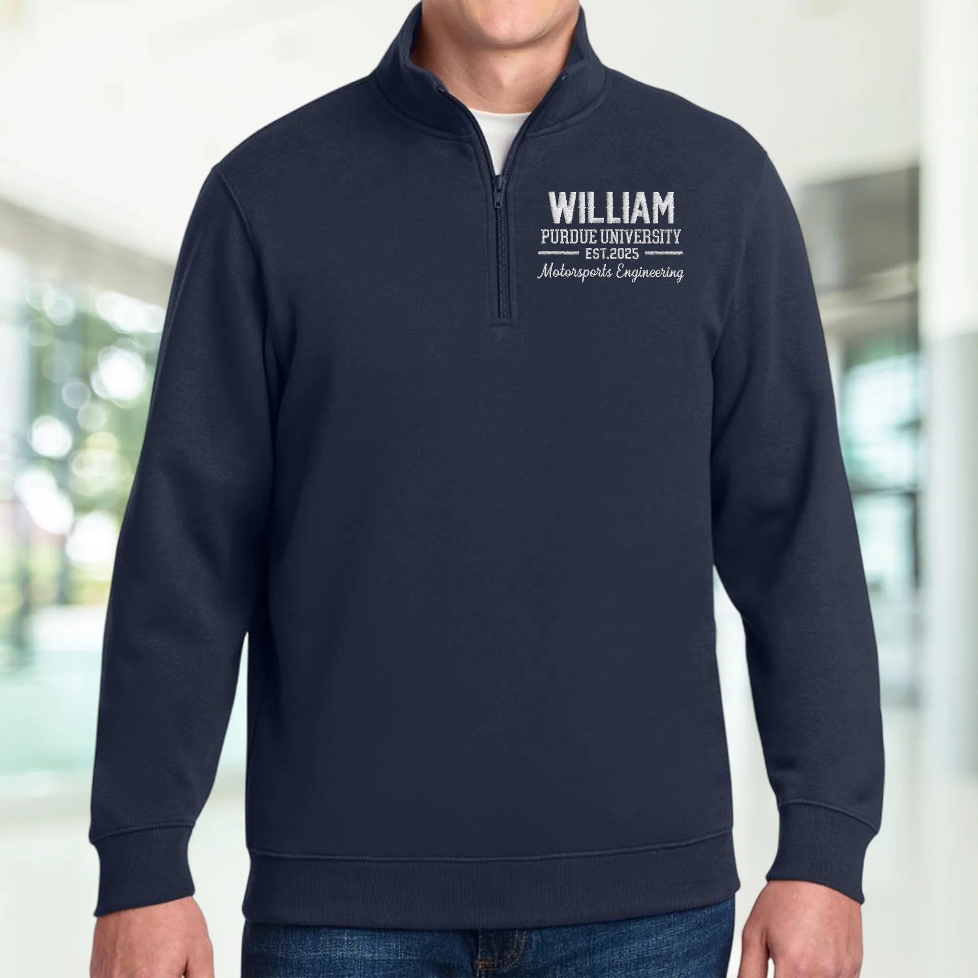 Embroidered University Quarter Zip Pullover, Custom College Shirt, Personalized School Sweatshirt TH10 898163 - Image 3