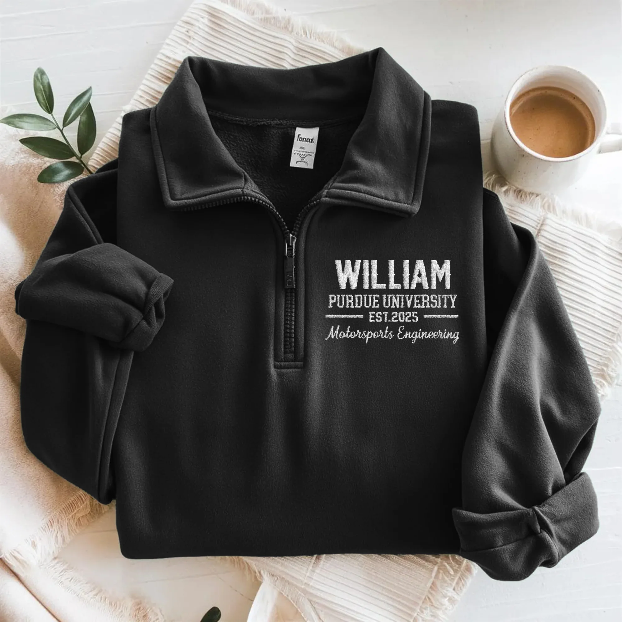 Embroidered University Quarter Zip Pullover, Custom College Shirt, Personalized School Sweatshirt TH10 898163 - Image 6