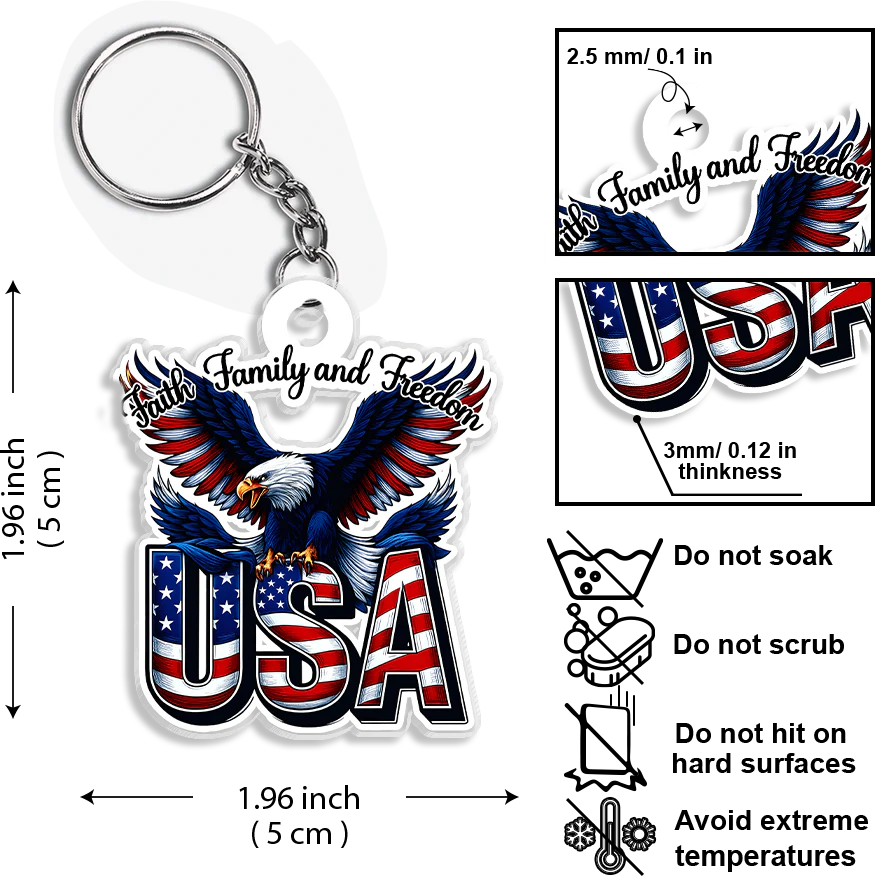 Faith, Family And Freedom USA With Eagle Acrylic Keychain TH10 898937 - Image 6