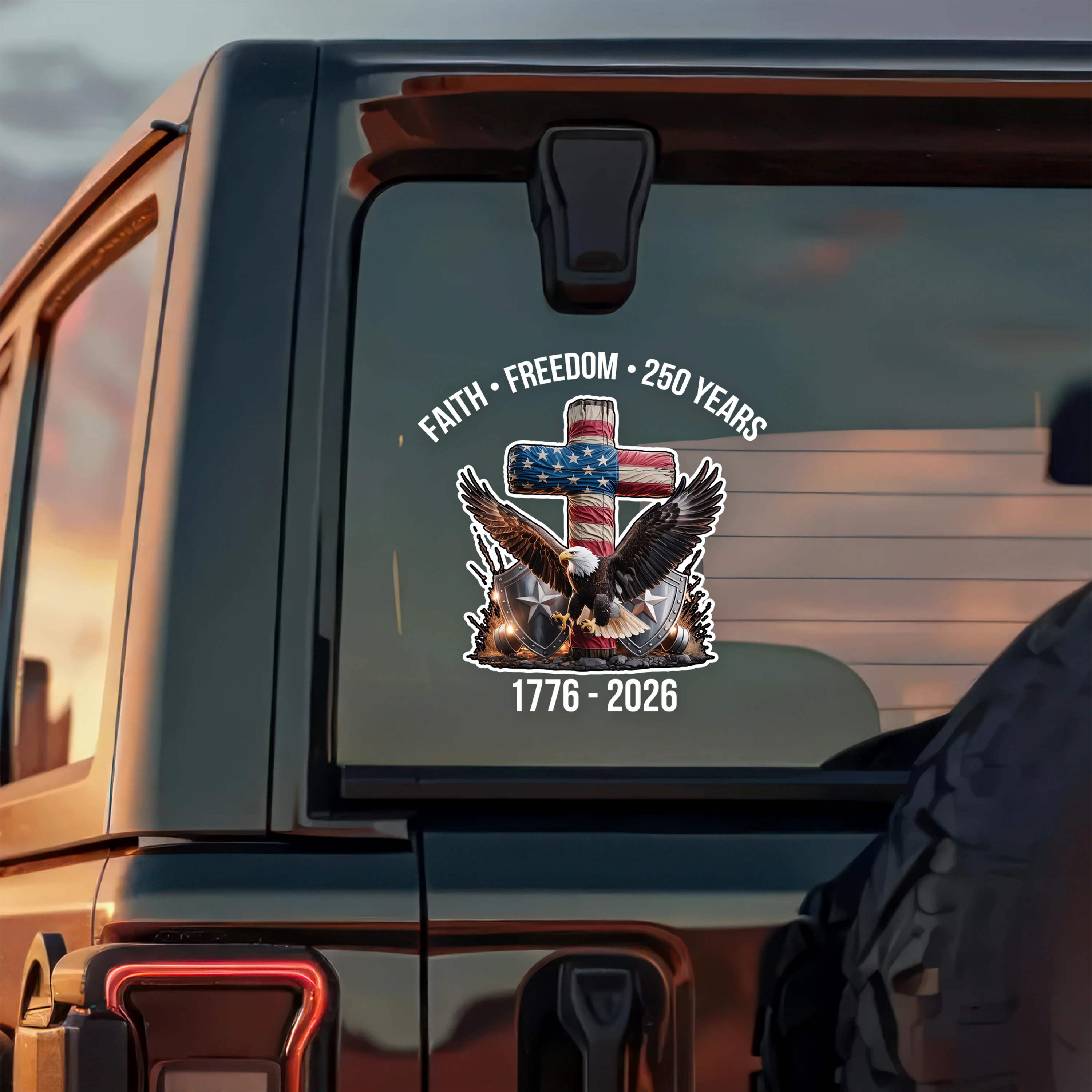 Faith Freedom 250 Years America 1776 - 2026 Car Window Decal Sticker TH10 898425 - Image 2