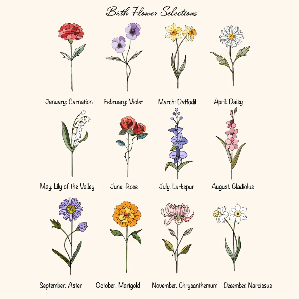 Family Birth Flower Bouquet Birth Month Flowers Suncatcher TH10 169155 - Image 2