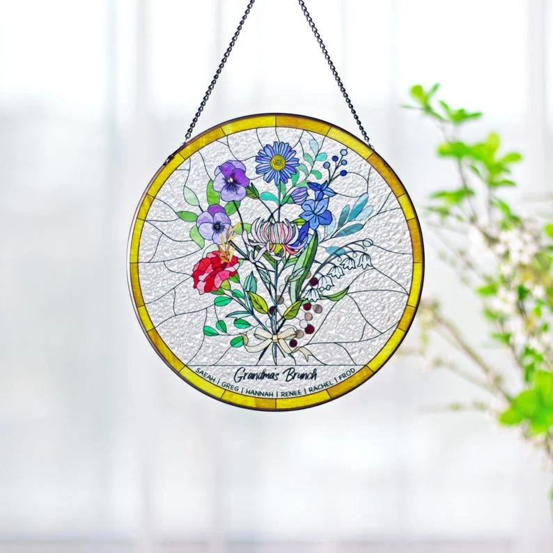 Family Birth Flower Bouquet Birth Month Flowers Suncatcher TH10 169155 - Image 4