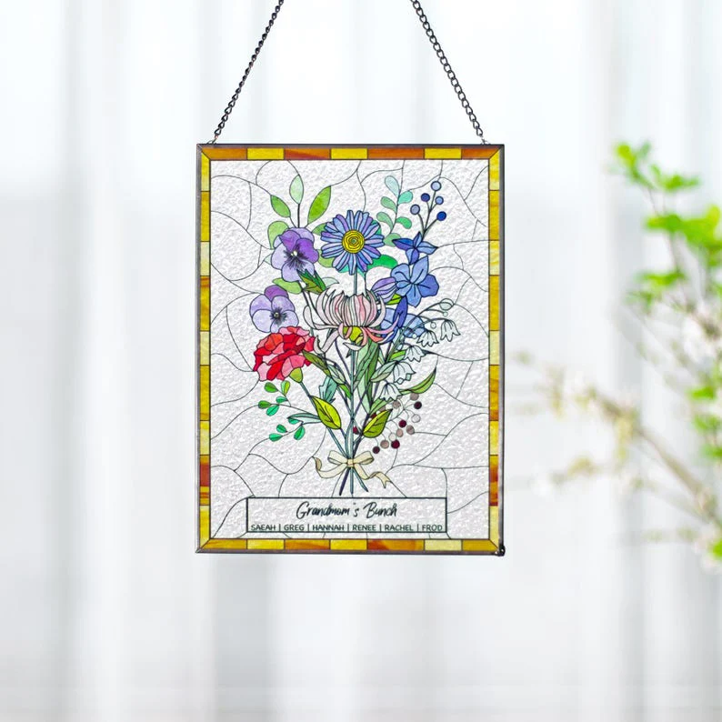 Family Birth Flower Bouquet Birth Month Flowers Suncatcher TH10 169155 - Image 5