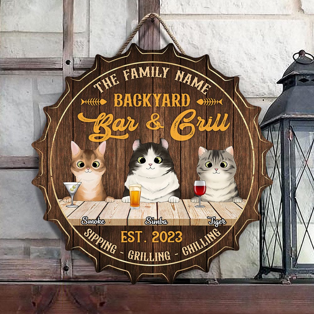 Family Cat Bar And Grill Wood Doorsign Personalized Gift N304 889801 - Image 3