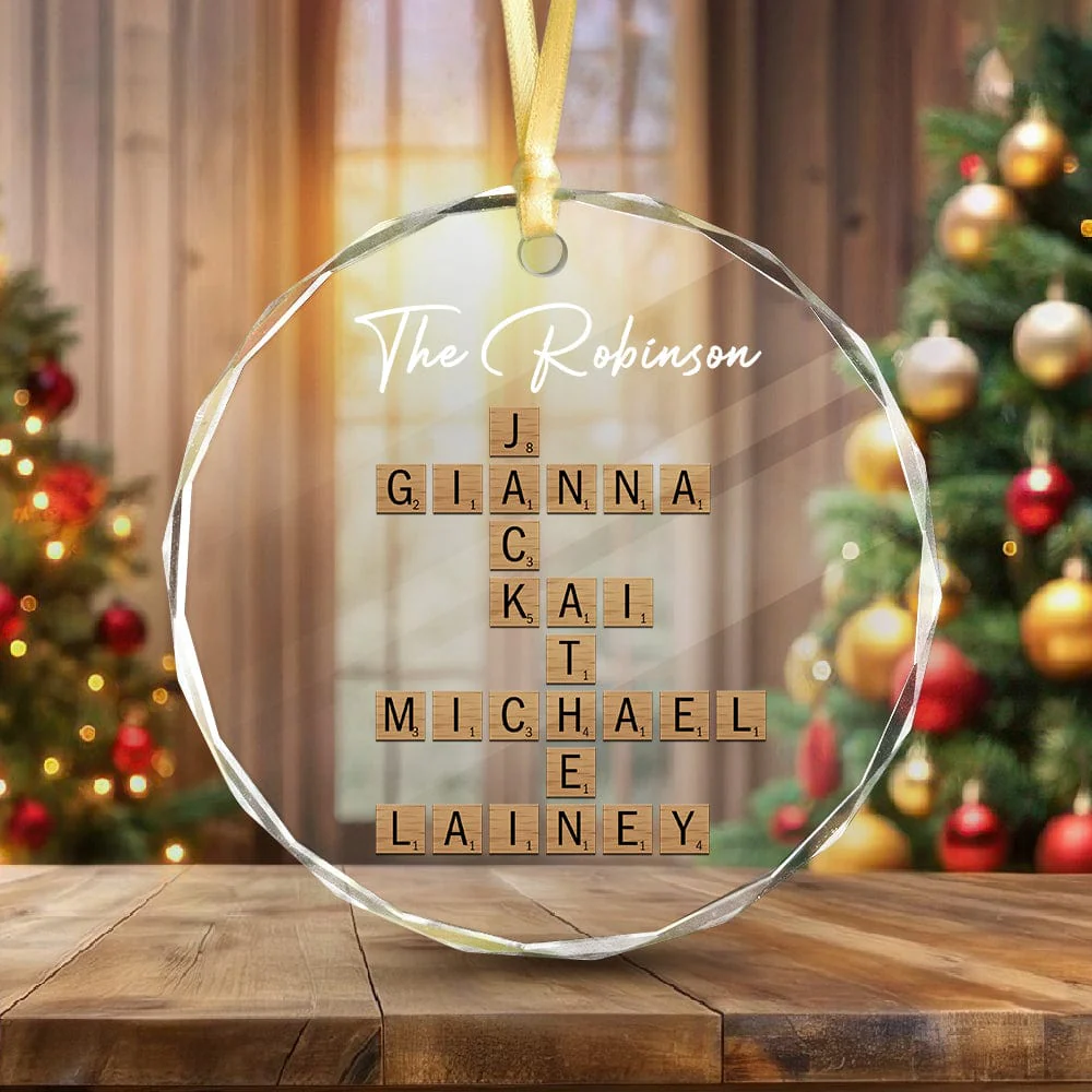 Family Crossword Puzzle Christmas Glass Ornament Personalized Gift TH10 892069 - Image 4