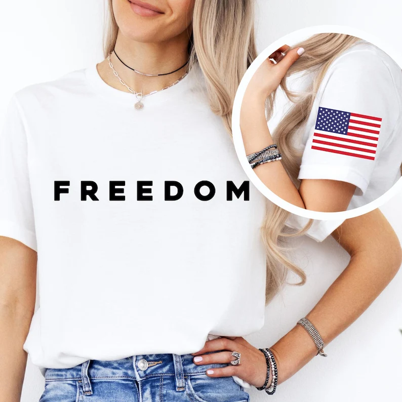 Freedom With America Sleeve Printing Shirt TH10 896225 - Image 2