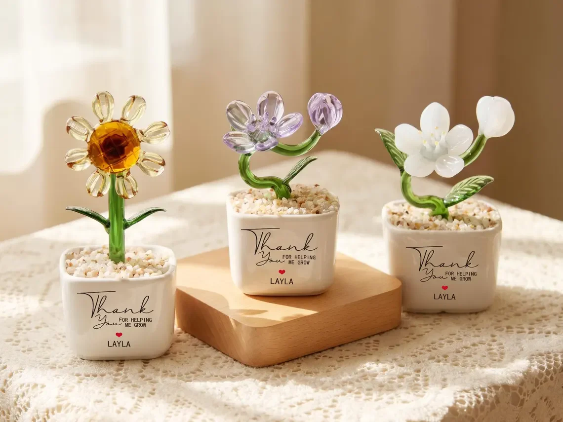 Glass Plant Pot, Personalized Name Mini Glass Flower, Teacher Appreciation Desk Table Decoration TH10 170207 - Image 11