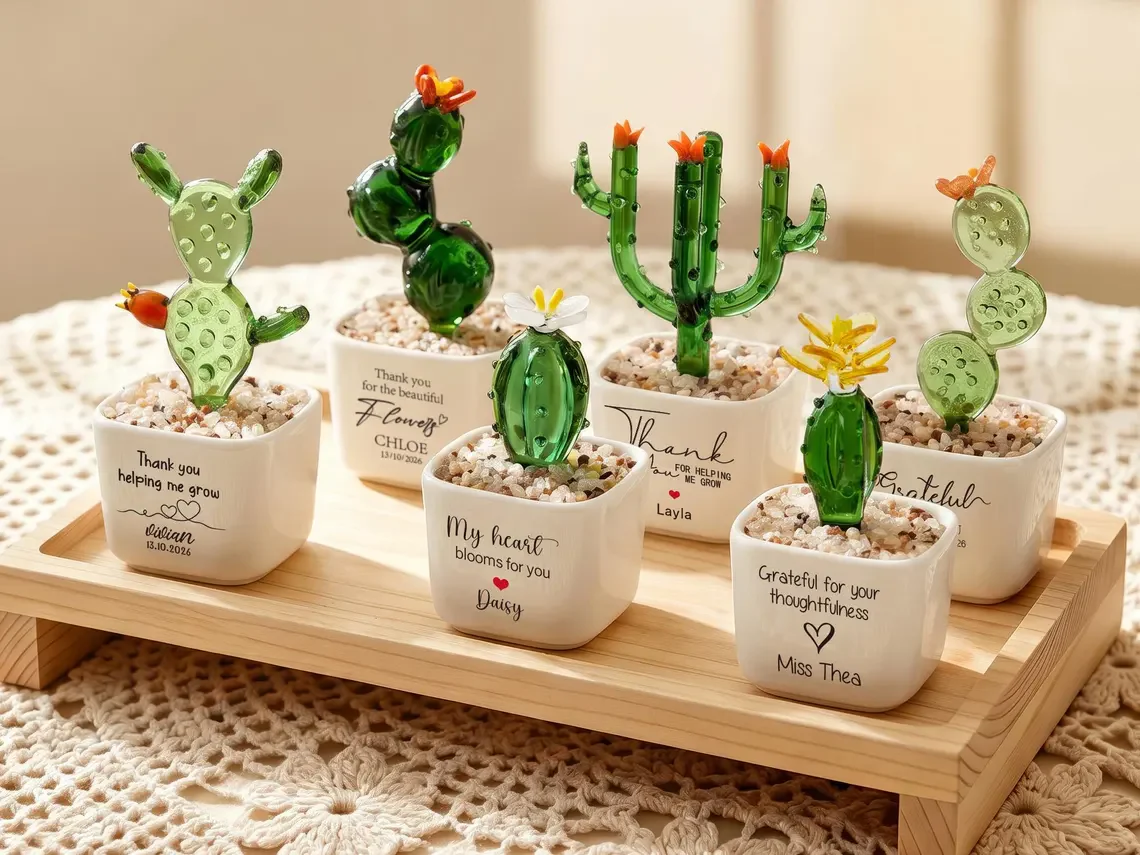 Glass Plant Pot, Personalized Name Mini Glass Flower, Teacher Appreciation Desk Table Decoration TH10 170207 - Image 6