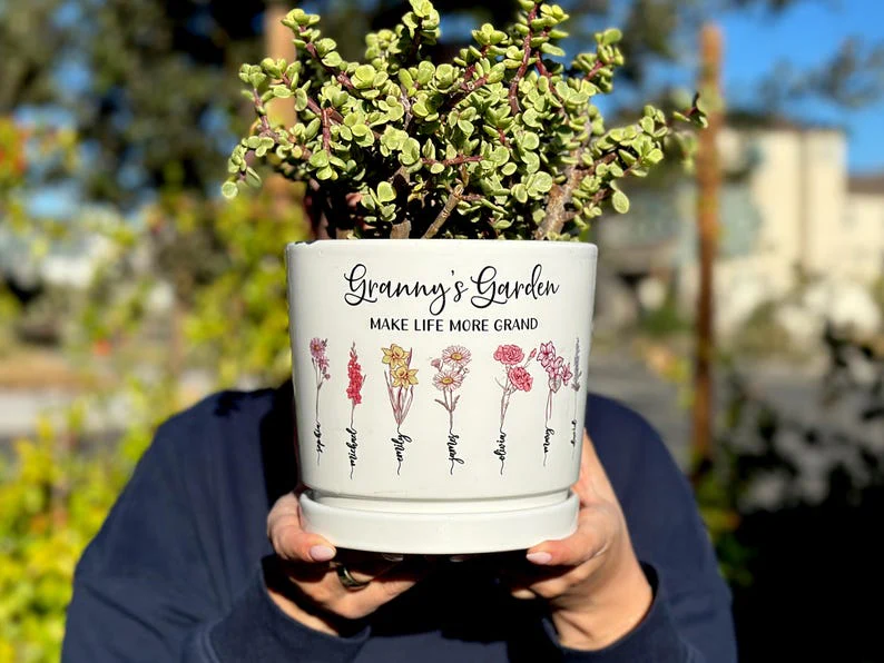 Grandmas Garden Gift for Grandma, Personalized Gifts for Mothers Day Gifts, Personalized Flower Pot, Birth Flower Plant Pot Mother's Day Gift TH10 169527 - Image 4