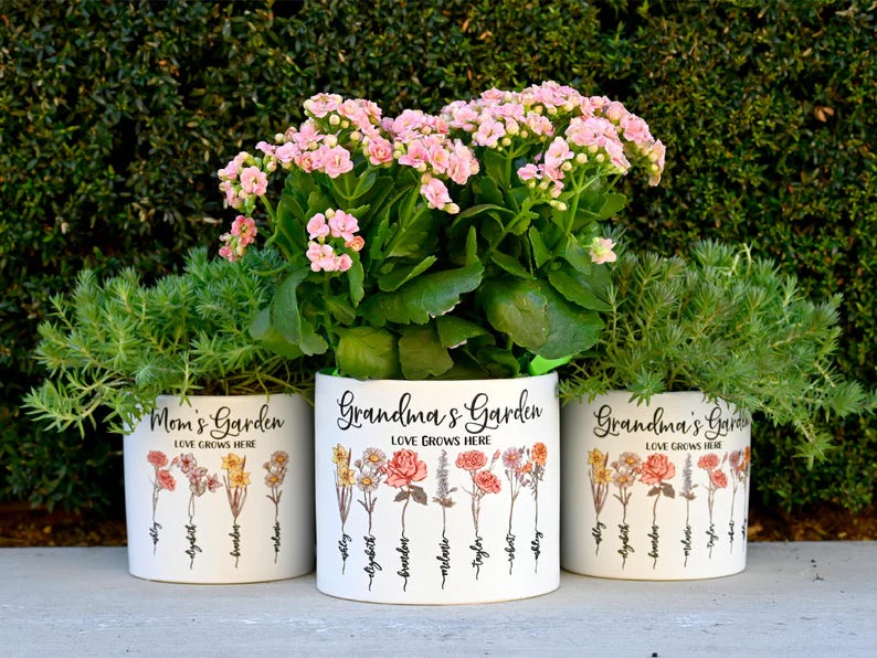 Grandmas Garden Gift for Grandma, Personalized Gifts for Mothers Day Gifts, Personalized Flower Pot, Birth Flower Plant Pot Mother's Day Gift TH10 169527 - Image 5