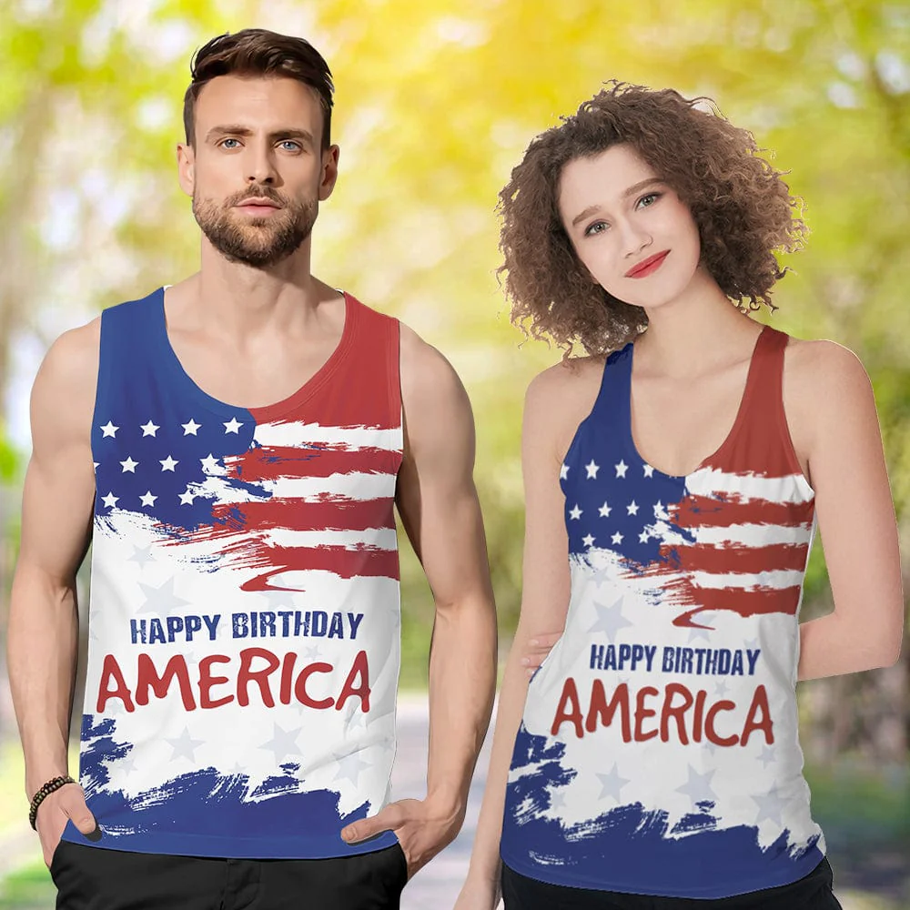 Happy Birthday America Flag America Tanktop, HN590