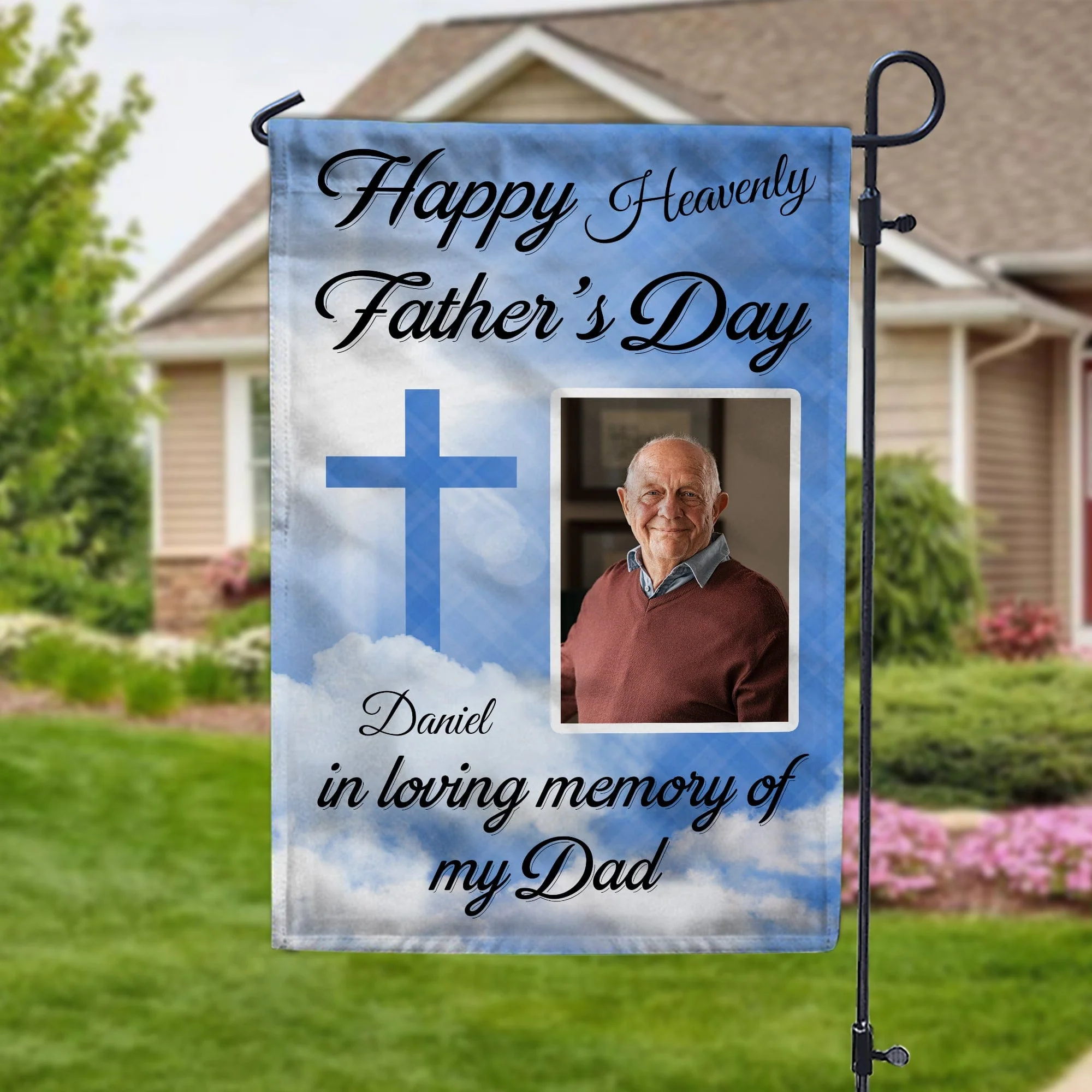 Happy Heavenly Father's Day, In Loving Memory Of My Dad Memorial Garden Flag TH10 892411 - Image 3