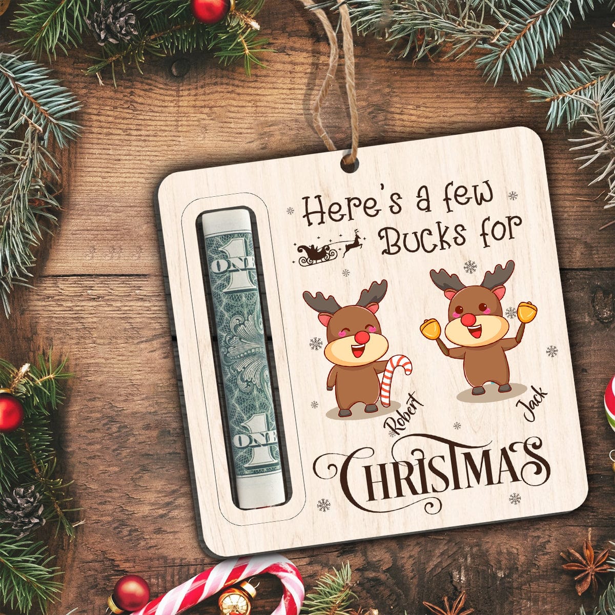 Here’s A Few Bucks For Christmas Wood Money Holder Ornament TH10 891689 - Image 3
