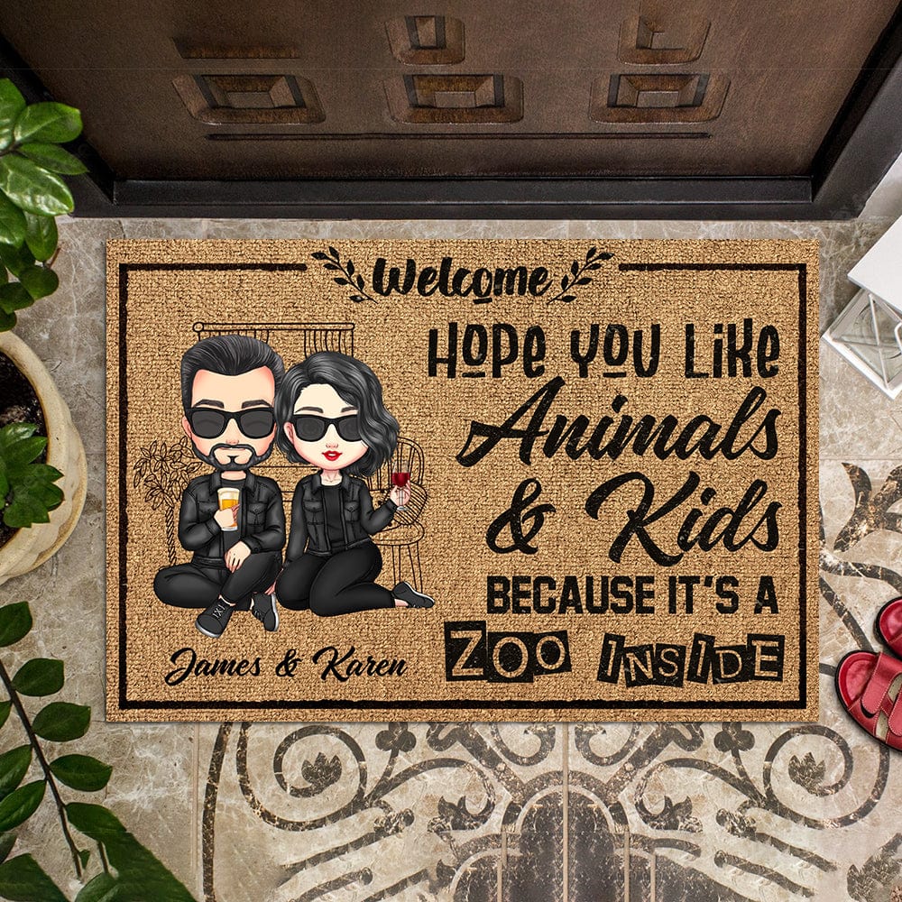 Hope You Like Animals And Kids Couple Doormat Personalized Gift TA29 890151