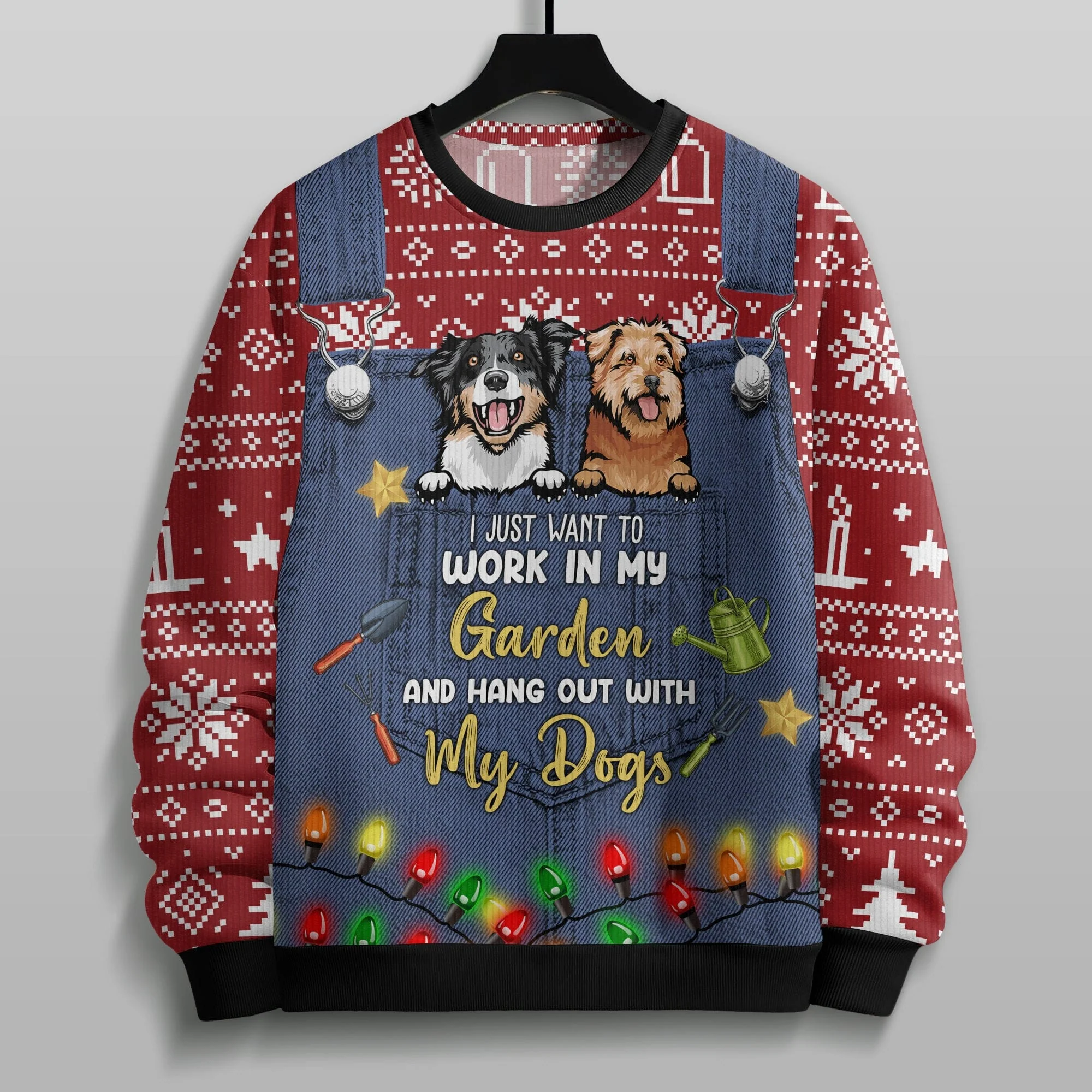 I Just Want To Work In My Garden And Hang Out With My Dog AOP Ugly Sweater Personalized Gift TH10 891707