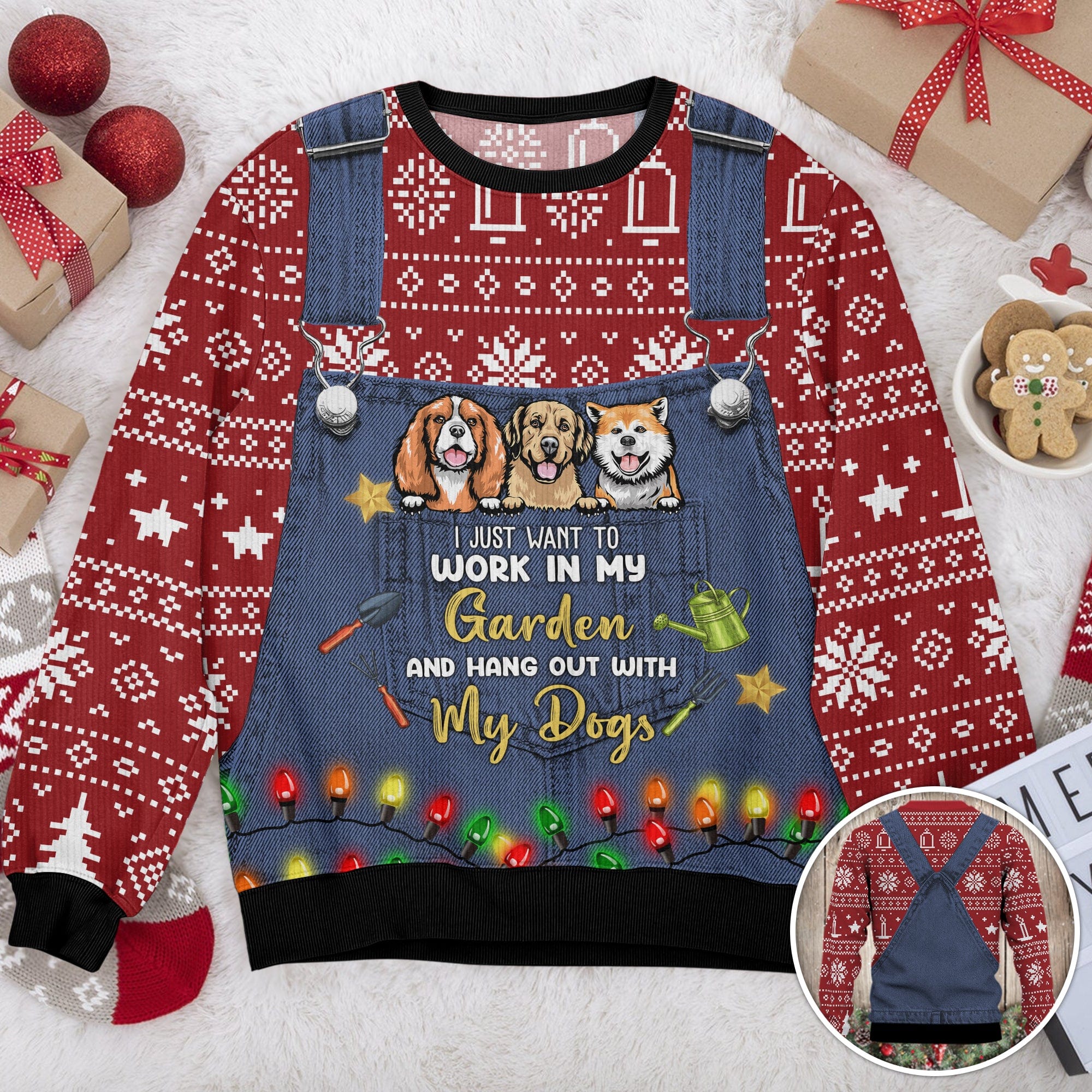 I Just Want To Work In My Garden And Hang Out With My Dog AOP Ugly Sweater Personalized Gift TH10 891707 - Image 3