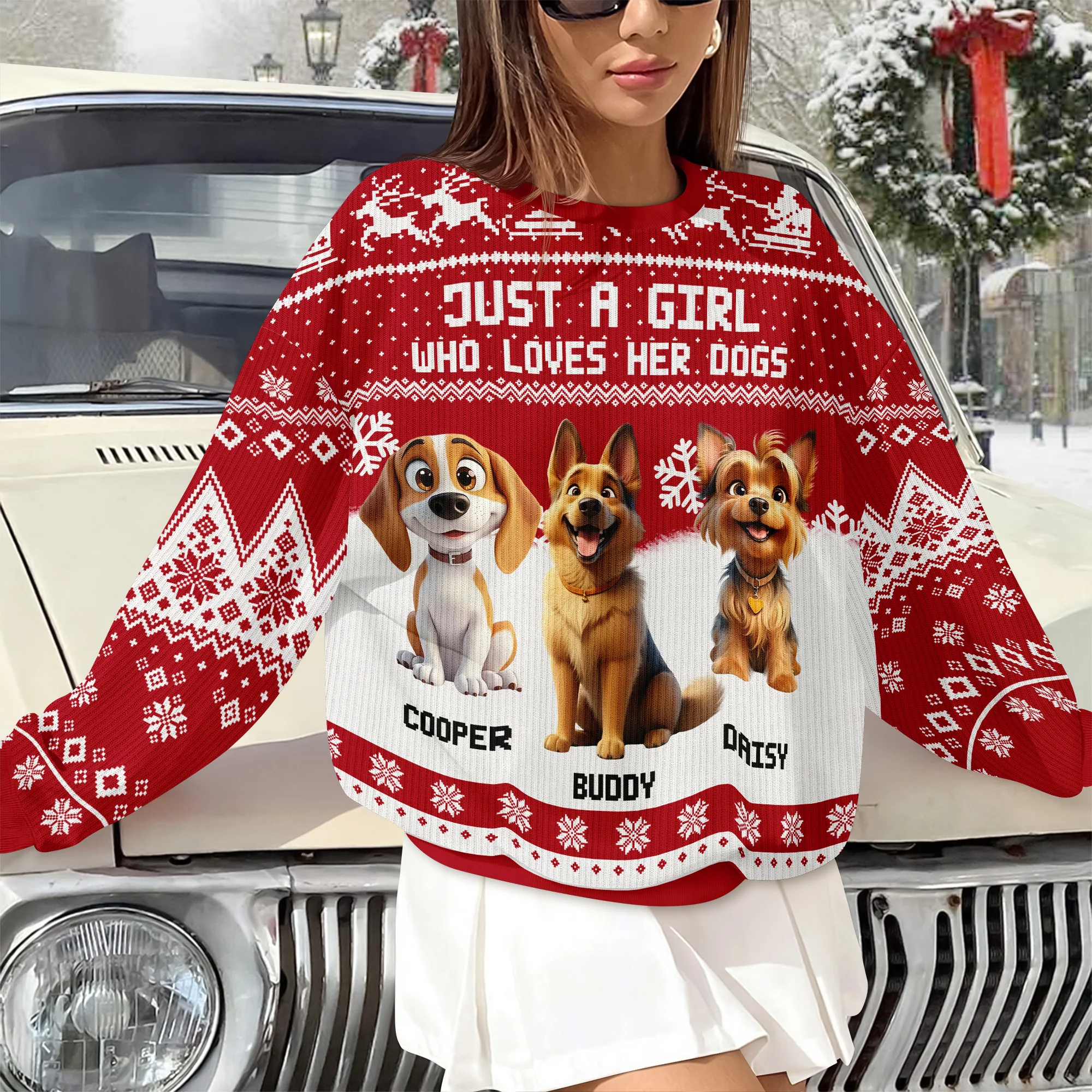 Just A Girl Who Loves Her Dog Christmas Ugly Sweater TH10 896289 - Image 2