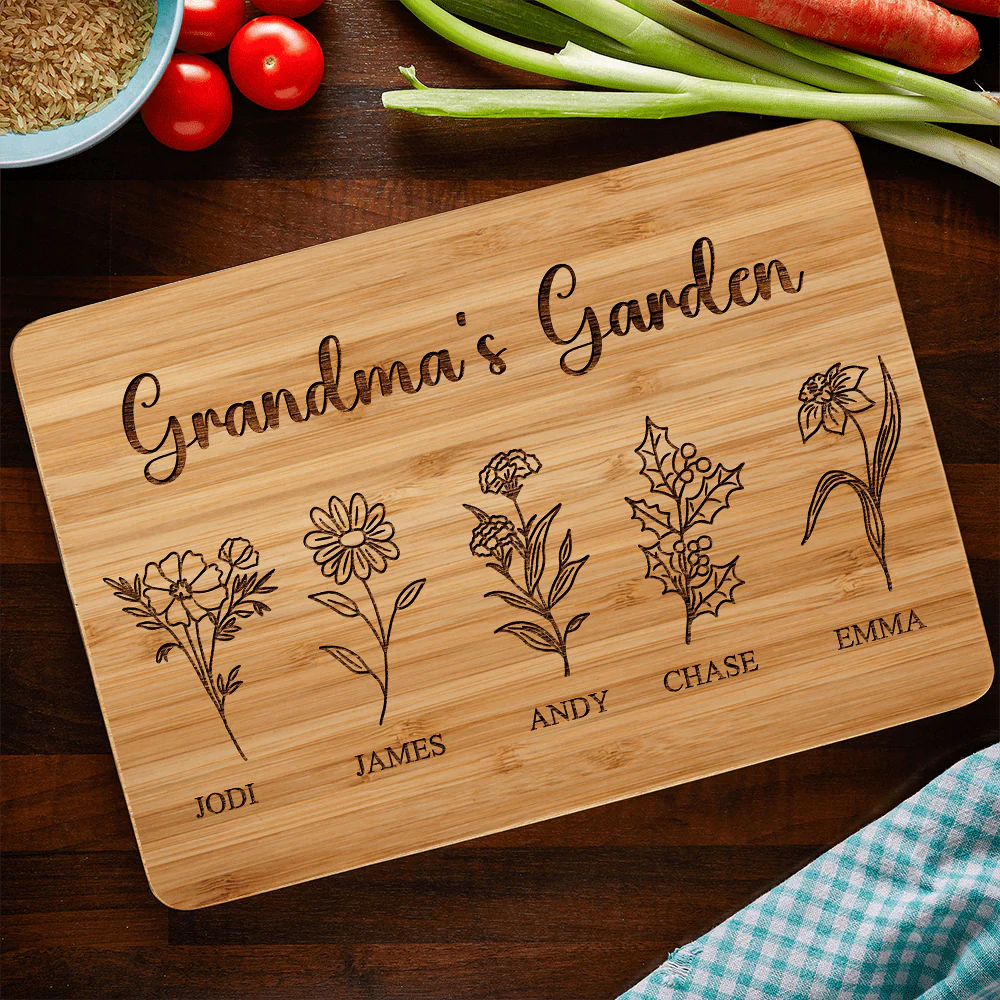 Mama's Kitchen Garden With Names Family Cutting Board Personalized Gift 890731 - Image 2
