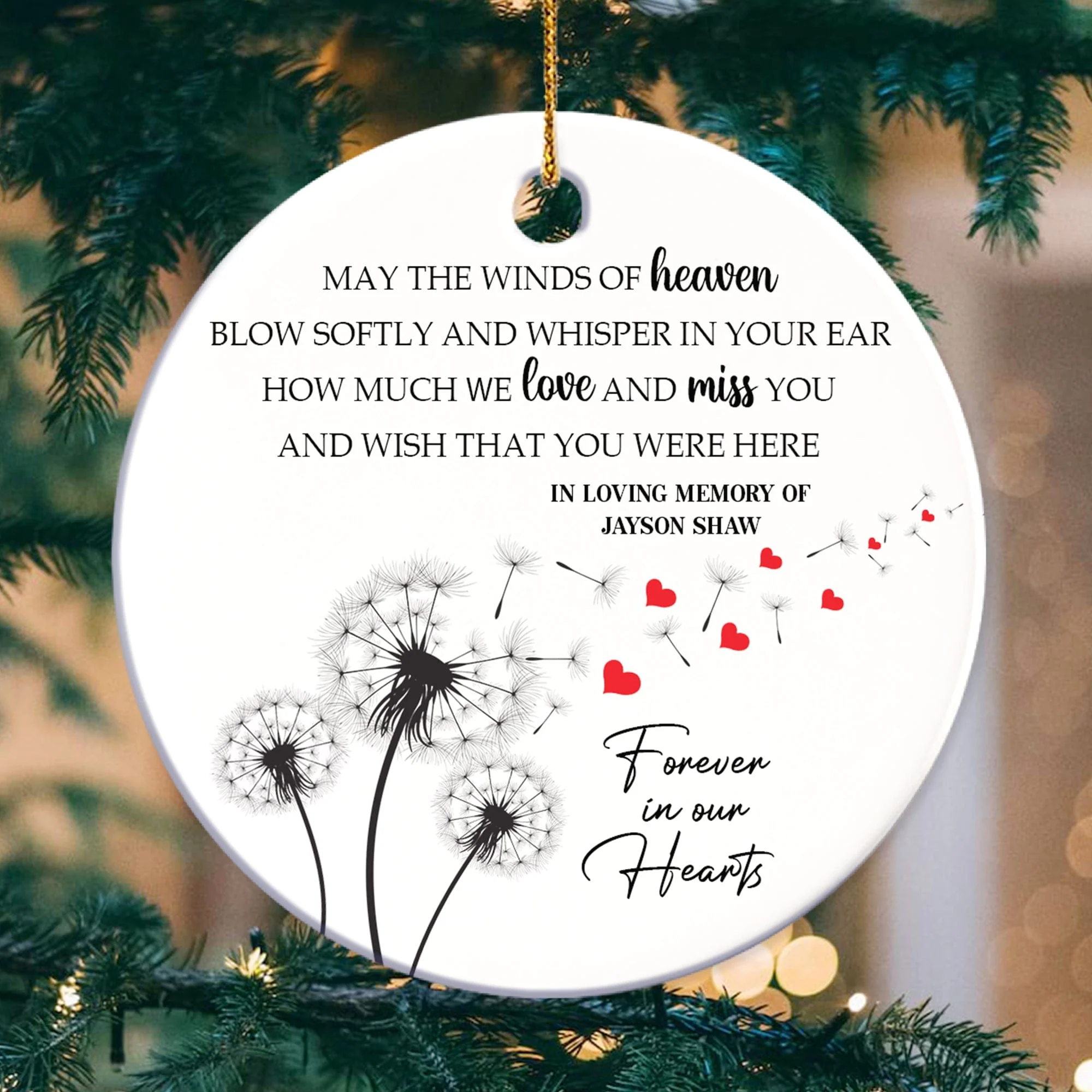 May the Winds Of Heaven Blow Softly Memorial Ceramic Ornament Personalized Gift TH10 892055
