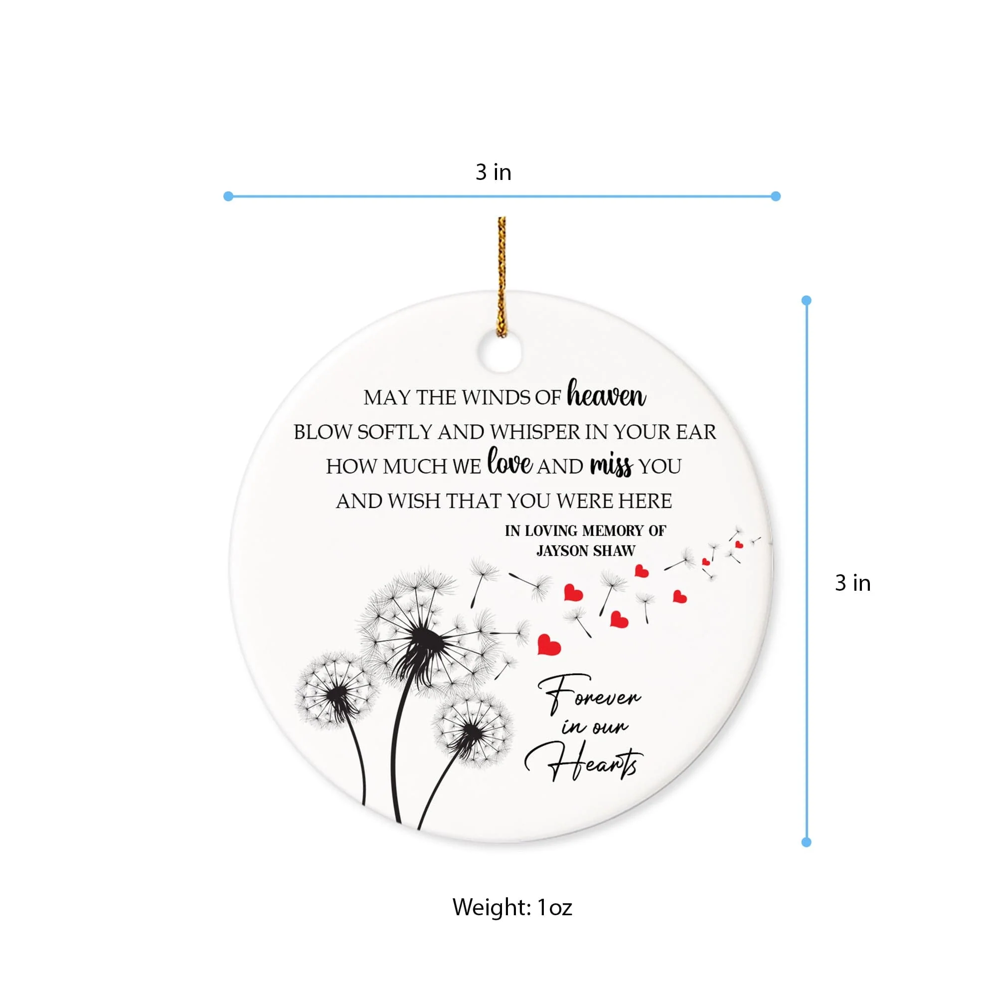 May the Winds Of Heaven Blow Softly Memorial Ceramic Ornament Personalized Gift TH10 892055 - Image 5