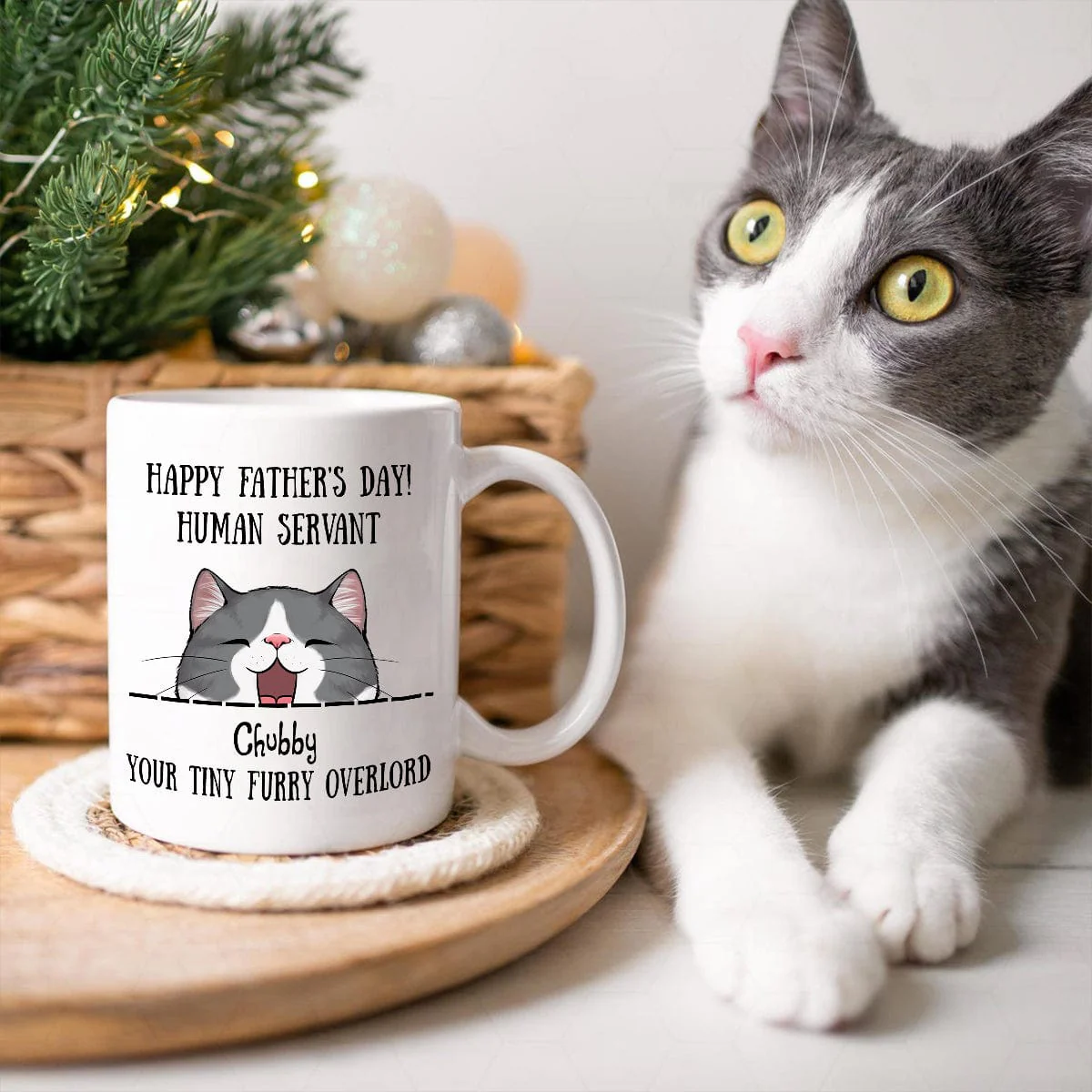 Merry Christmas Human Servant To Cat Lover Mug TH10 892189 - Image 3