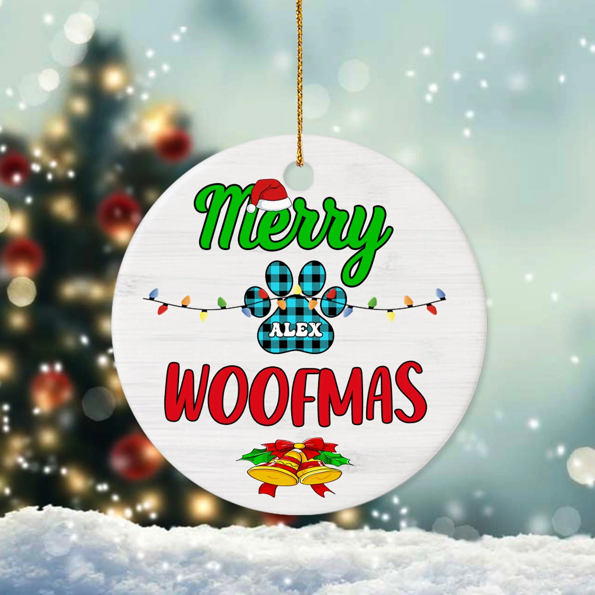 Merry Woofmas Christmas Ceramic Ornament TH10 891375