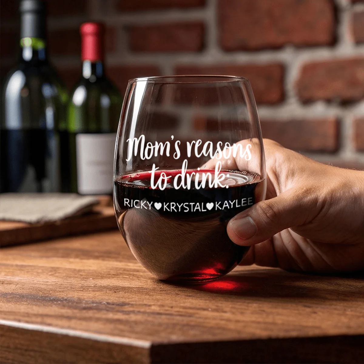 Mom's Reasons To Drink Mother's Day Stemless Wine Glass Personalized Gift TH10 892267 - Image 2