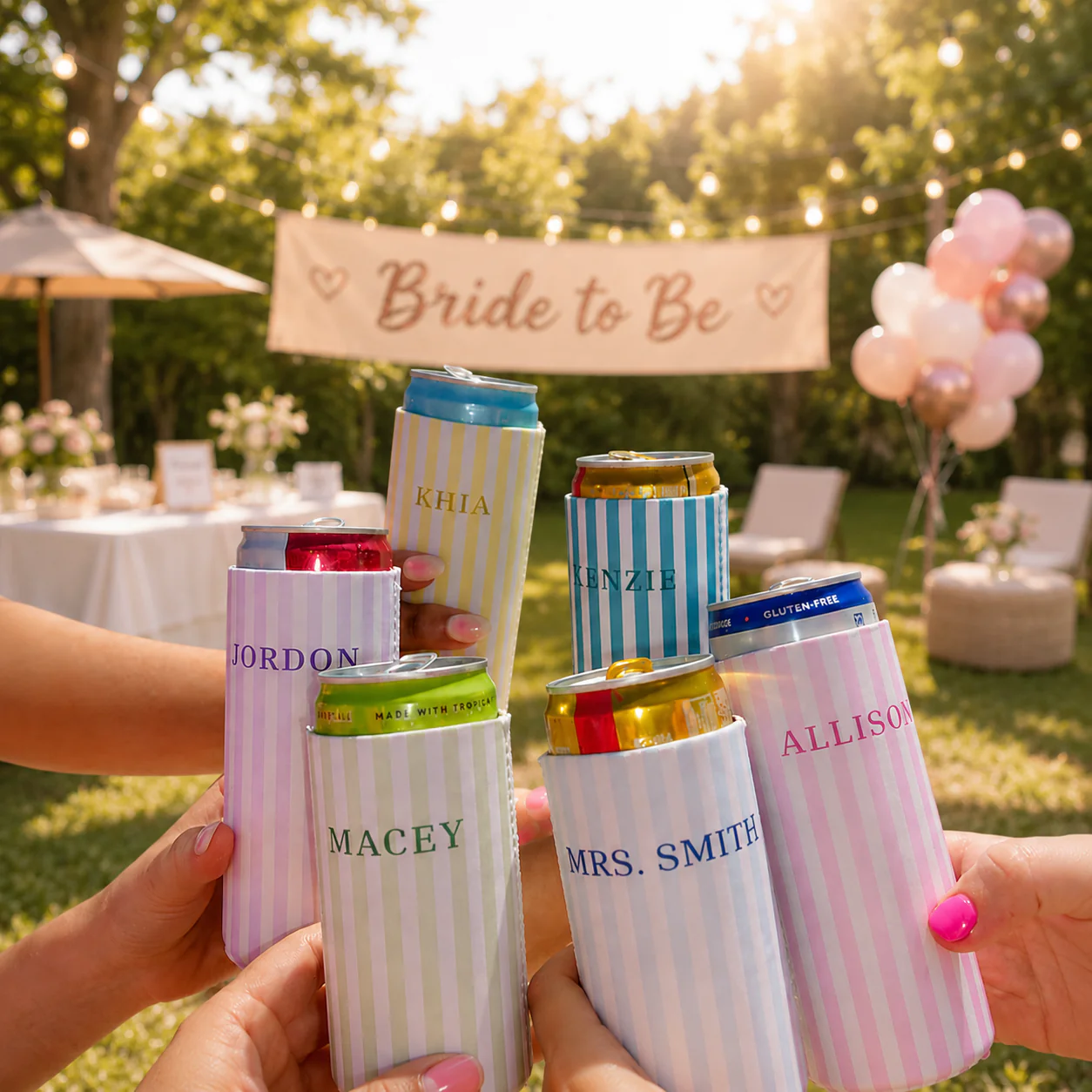 Monogrammed Slim Can Cooler Personalized Name Bachelorette Favor Grandmillennial Skinny Can Cooler TH10 169687 - Image 3