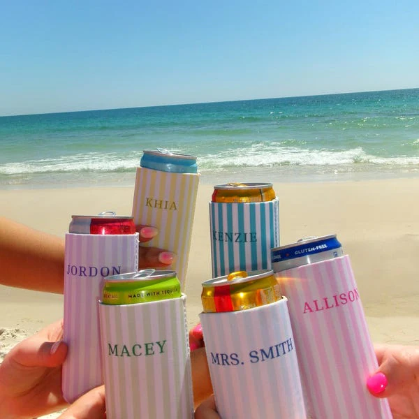 Monogrammed Slim Can Cooler Personalized Name Bachelorette Favor Grandmillennial Skinny Can Cooler TH10 169687 - Image 4