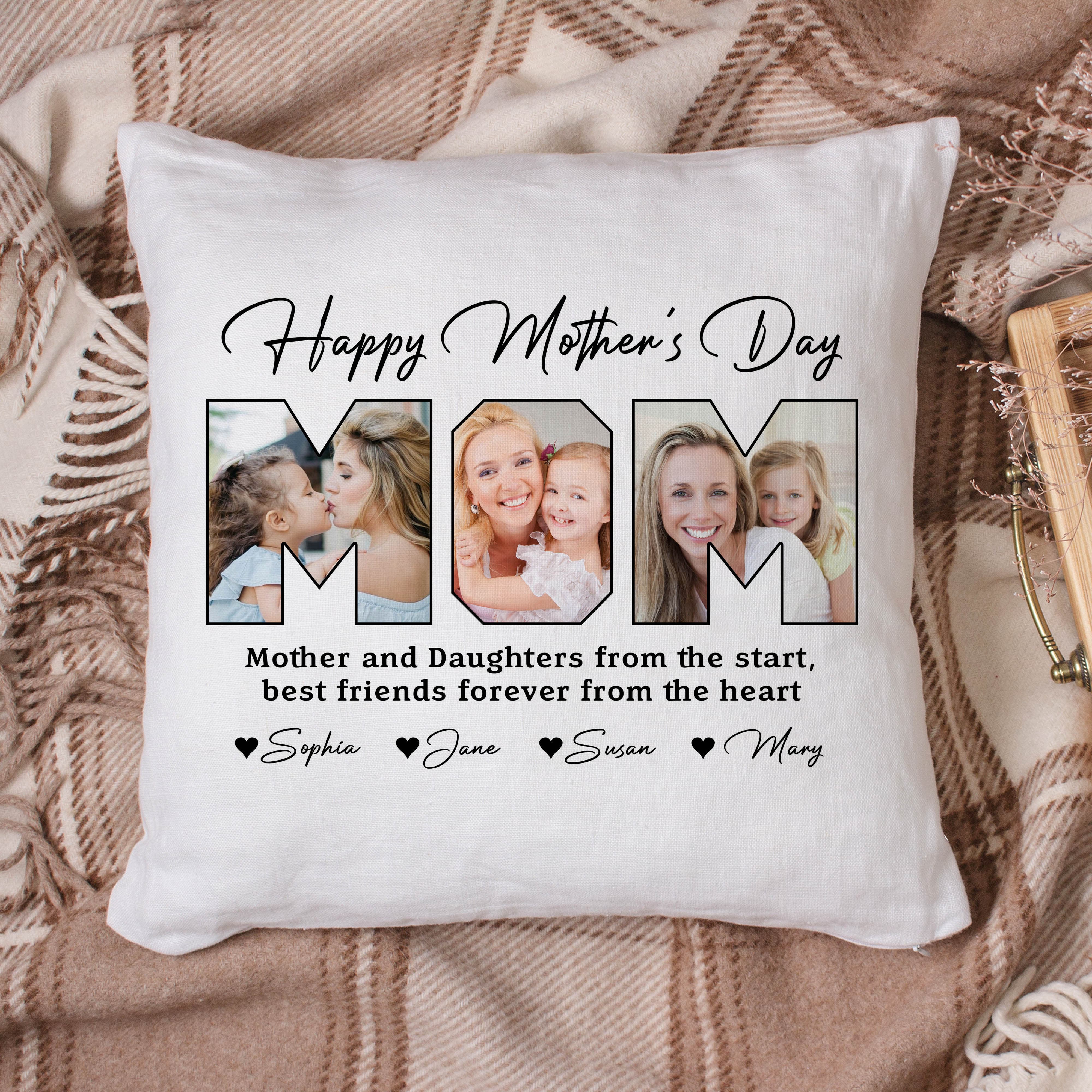 Custom Photo Mother And Children Best Friends Forever Pillow NHS87 889135 - Image 2