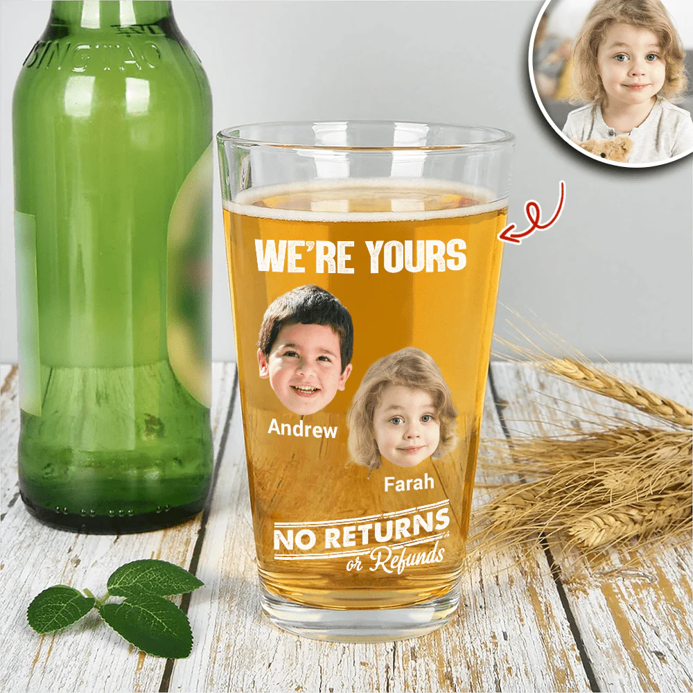 Custom Photo No Returns Or Refunds Chibi Grandkids Personalized Print Beer Glass TH10 891011 - Image 2