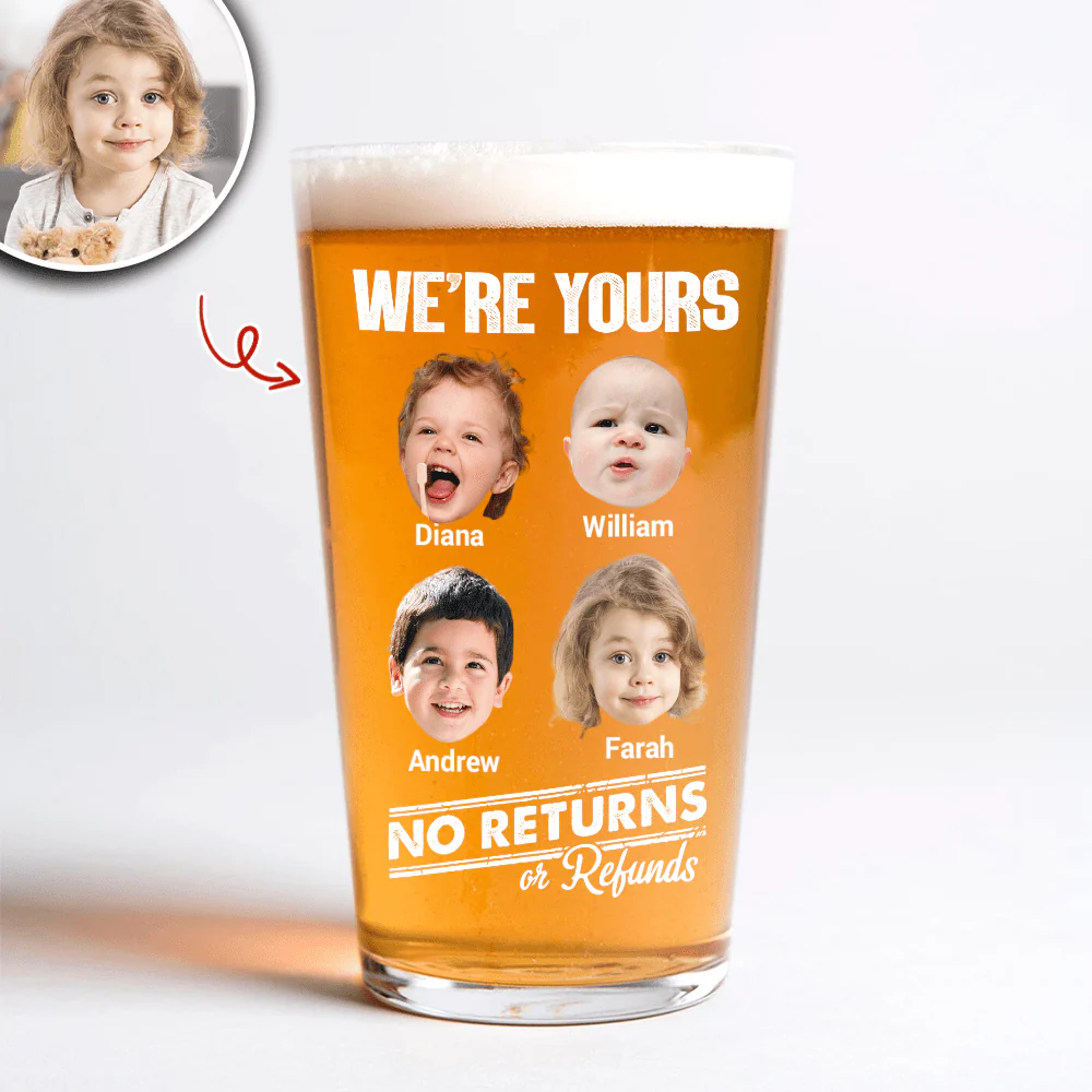 Custom Photo No Returns Or Refunds Chibi Grandkids Personalized Print Beer Glass TH10 891011 - Image 3