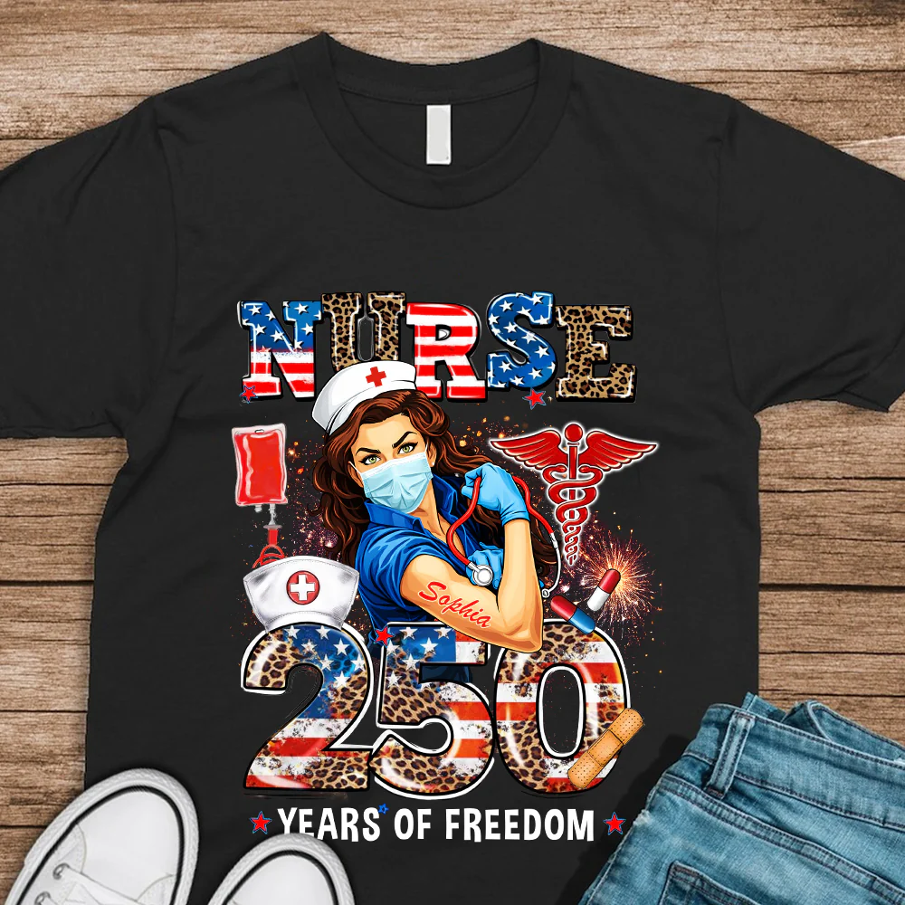 America Nurse 250 Years Of Freedom Dark Shirt TH10 898717 - Image 2