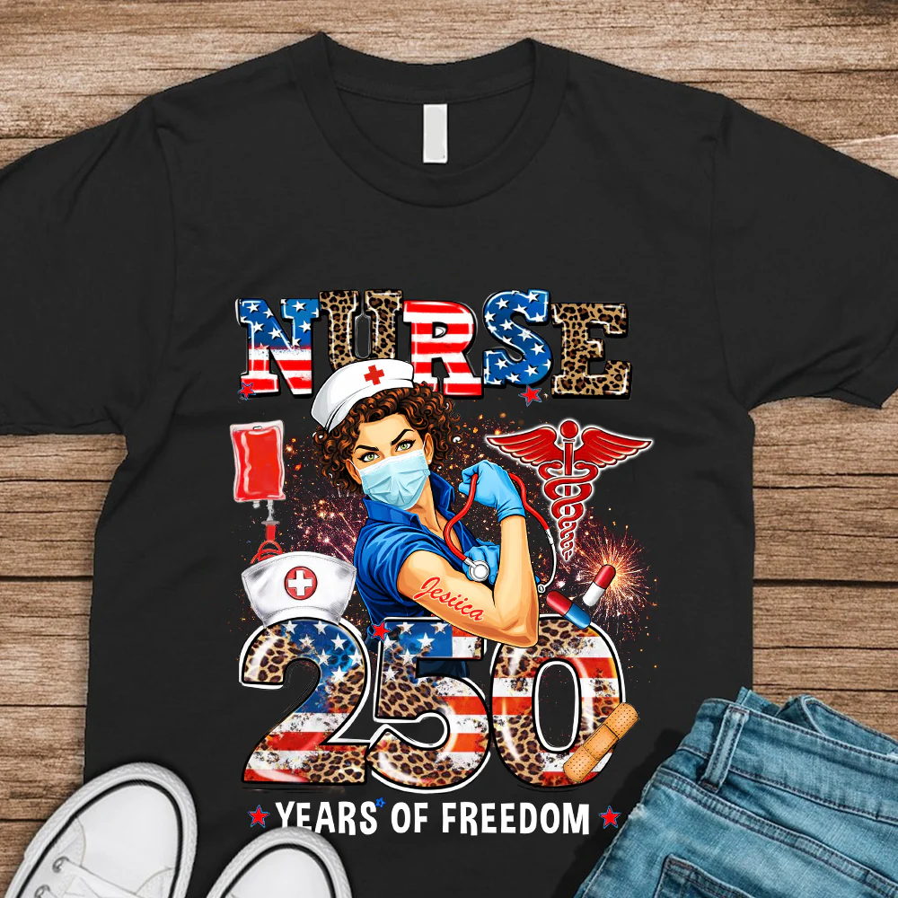 America Nurse 250 Years Of Freedom Dark Shirt TH10 898717 - Image 4