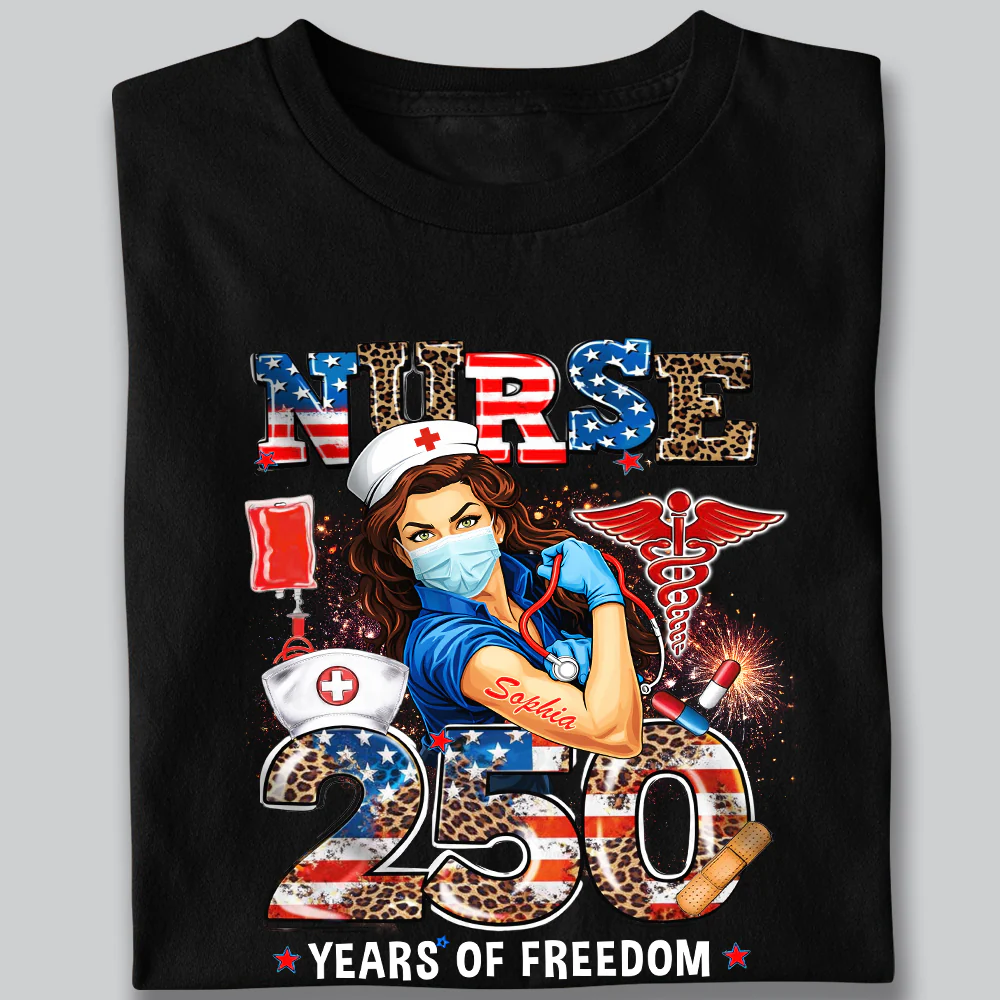 America Nurse 250 Years Of Freedom Dark Shirt TH10 898717 - Image 5