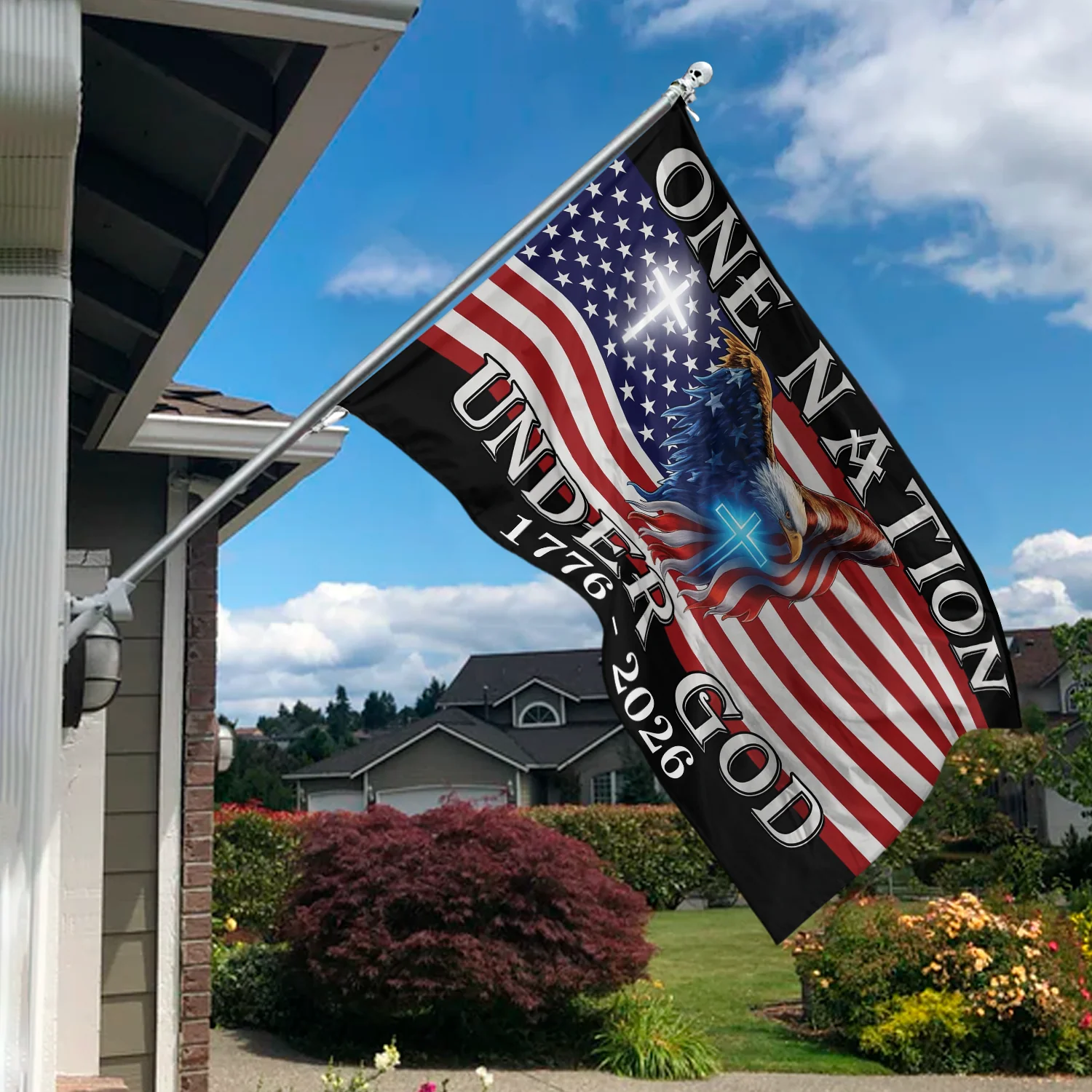 One Nation Under God American Eagle House Flag TH10 894843 - Image 3