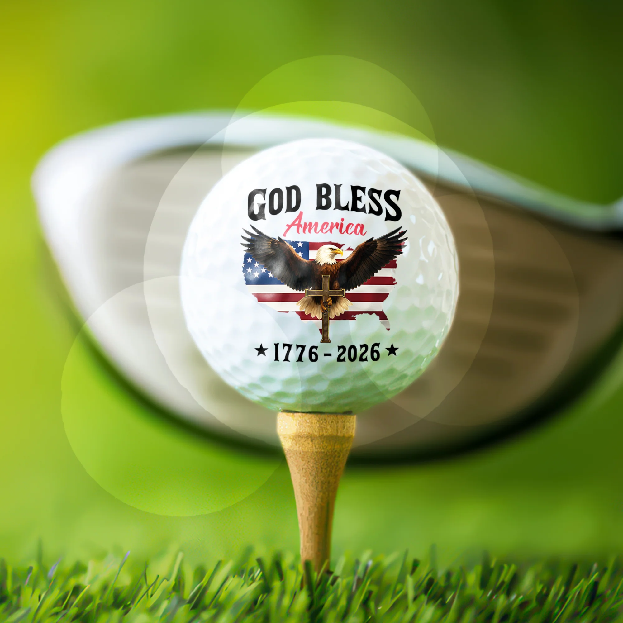 Patriotic 250th Anniversary God Bless America Eagle 1776–2026 Golf Ball TH10 169119 - Image 3