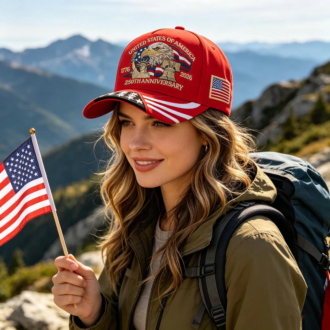 Patriotic Eagle & Liberty – United States 250th Anniversary Embroidered Cap TH10 170047 - Image 4