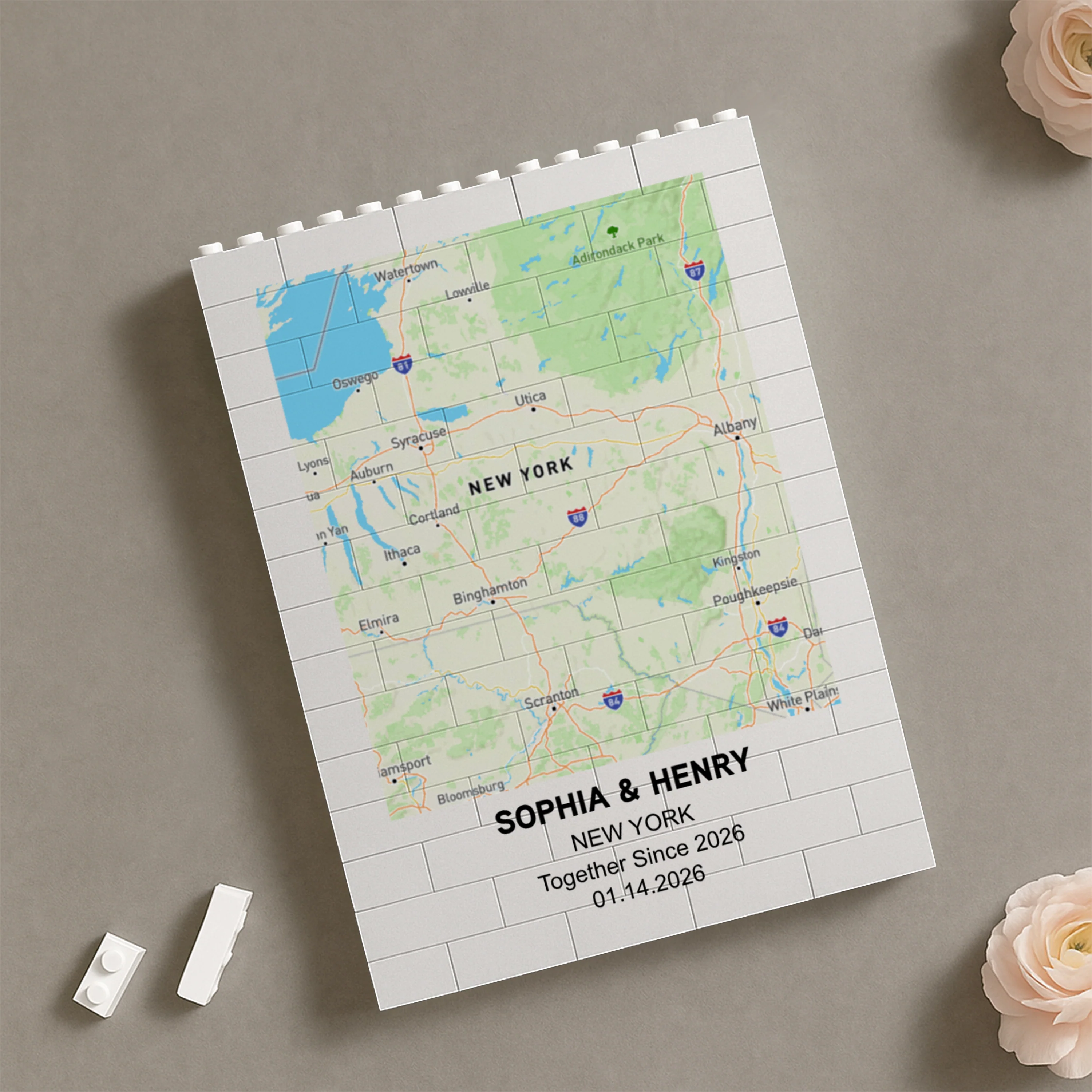 Personalized Couple Location Keepsake Building Brick Block For Couple TH10 170343 - Image 2
