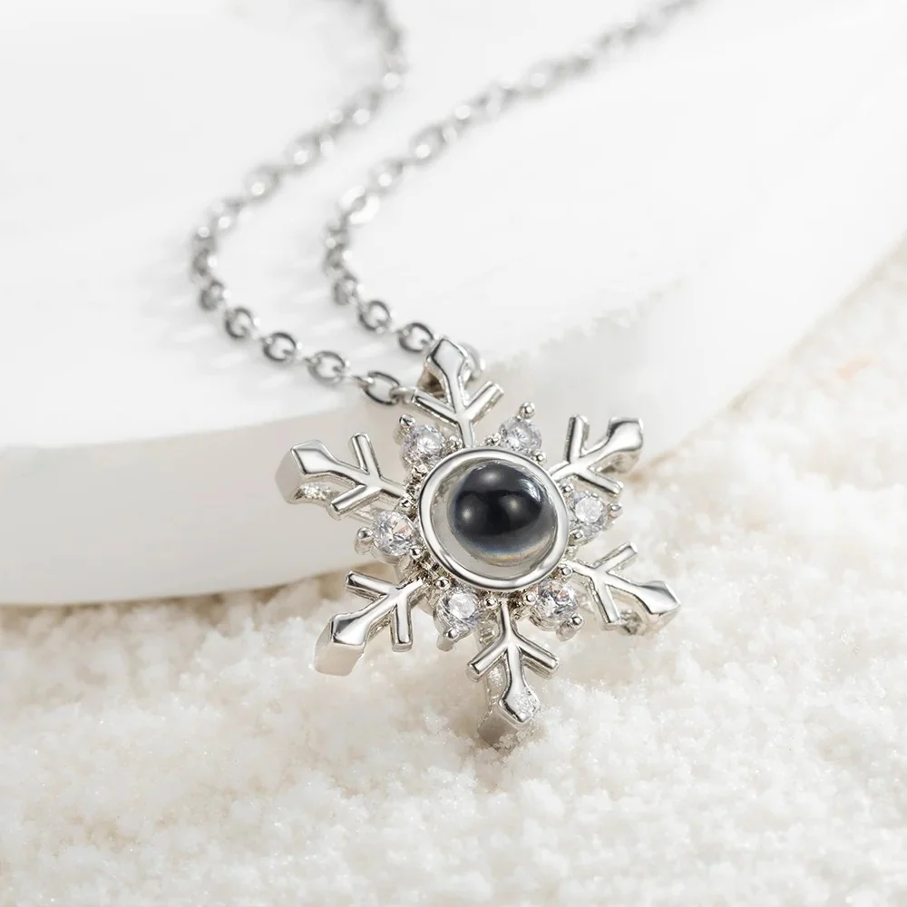 Personalised Snowflake Projection Necklace with Photo and I Love You For Couple TH10 898237 - Image 3