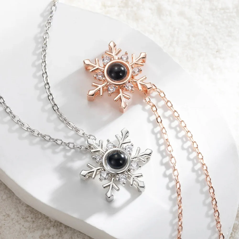 Personalised Snowflake Projection Necklace with Photo and I Love You For Couple TH10 898237 - Image 4