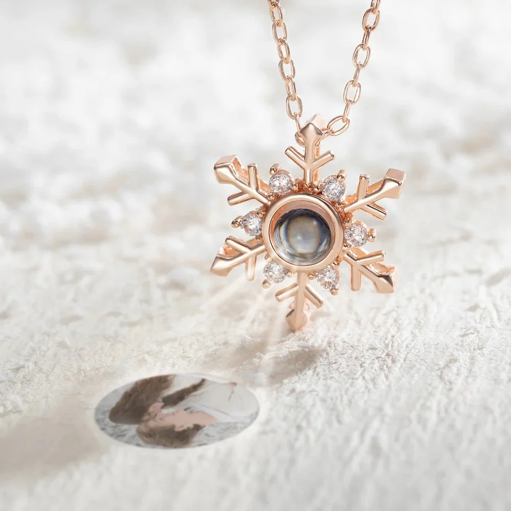 Personalised Snowflake Projection Necklace with Photo and I Love You For Couple TH10 898237 - Image 5