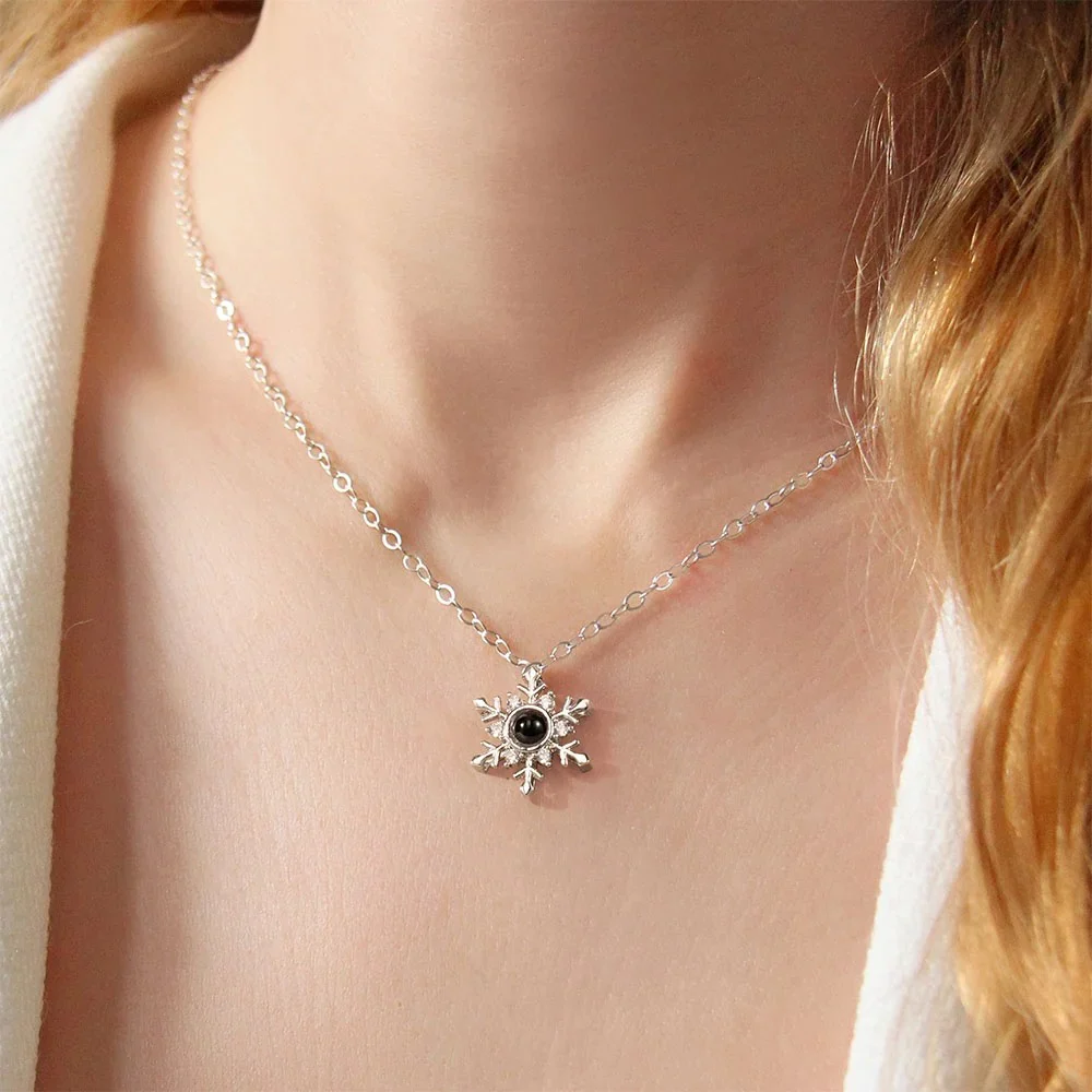 Personalised Snowflake Projection Necklace with Photo and I Love You For Couple TH10 898237 - Image 6