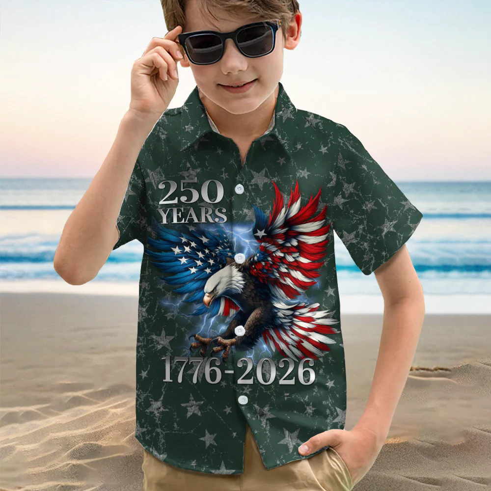 Personalized 250th Anniversary Eagle Patriotic American Kid Hawaii Shirt TH10 169541 - Image 2