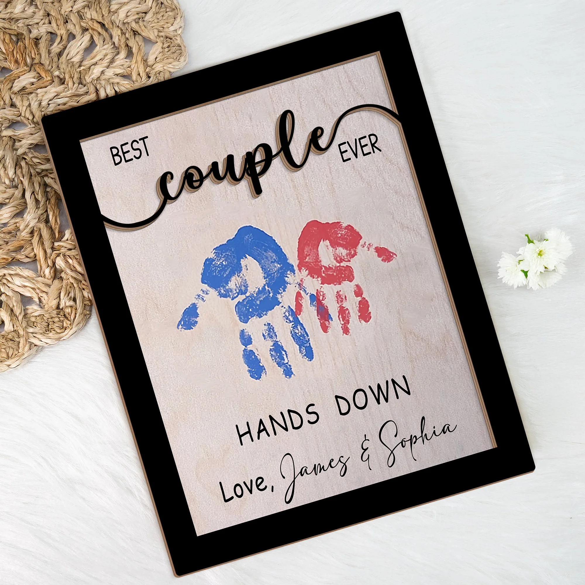Personalized Best Couple Ever 2-Layered Wooden Plaque With Stand Valentine's Day TH10 896959 - Image 6